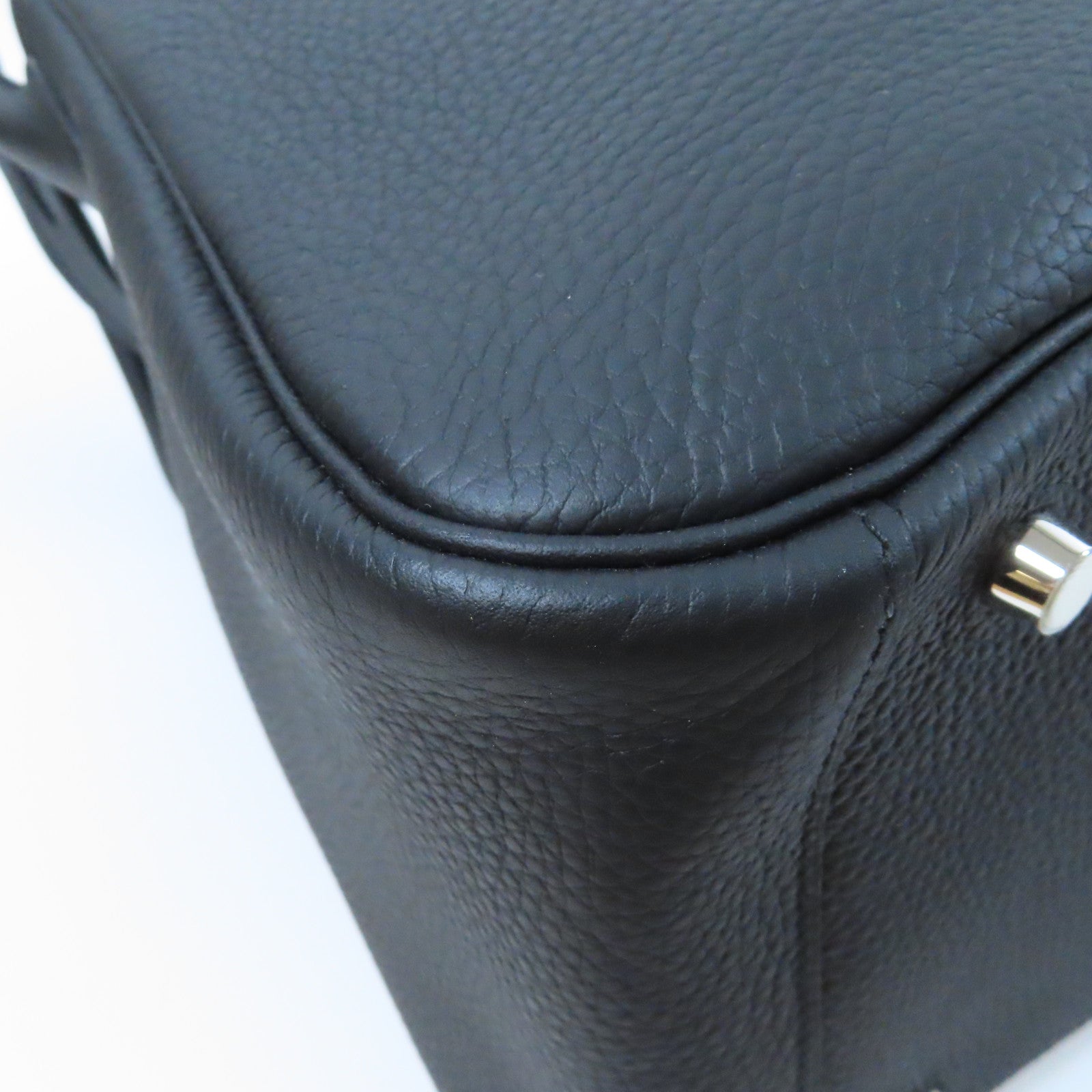HERMES Clemence皮革Lindy 34銀扣手挽肩背兩用袋Noir黑色