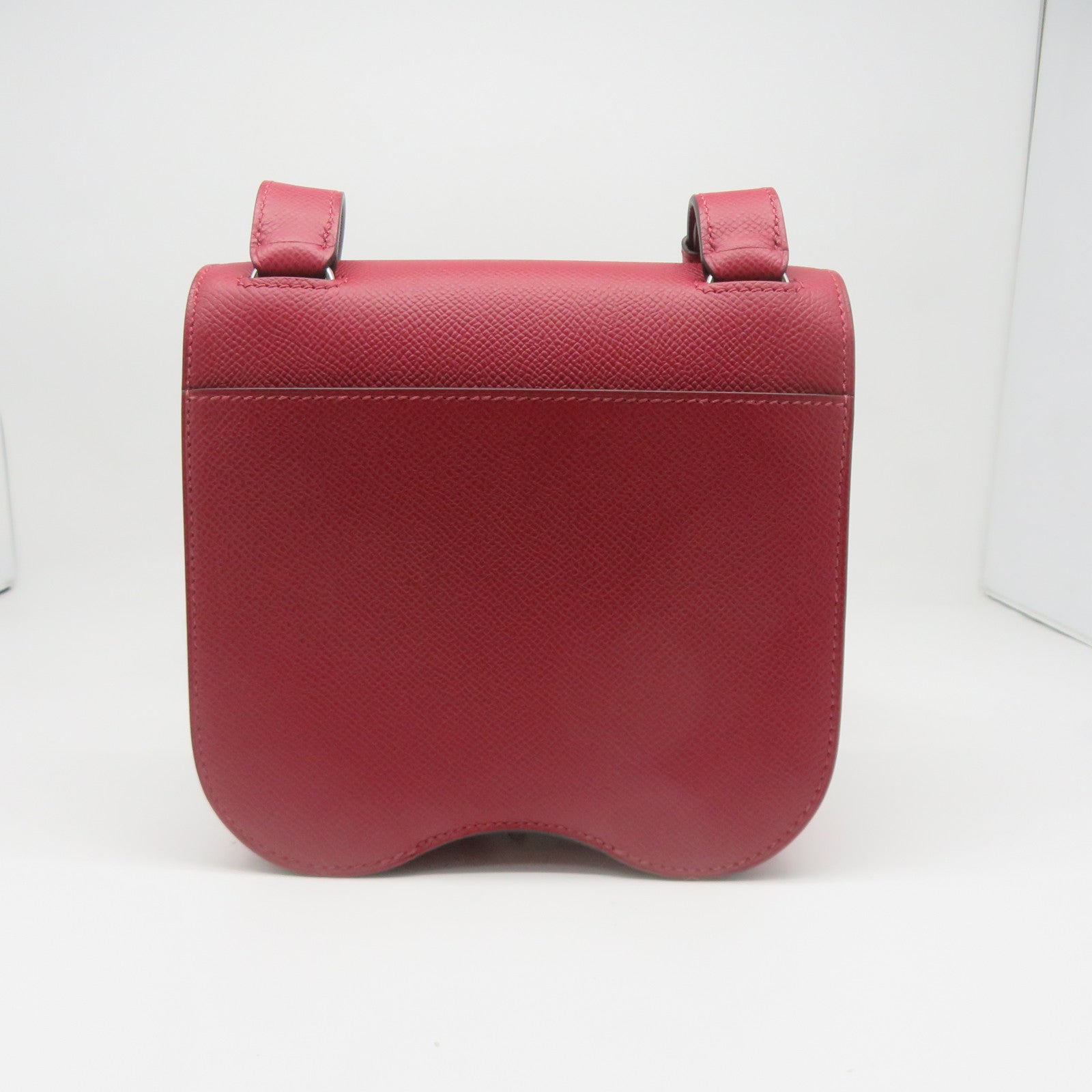 HERMES Veau Epsom皮革Della Cavalleria Mini Bag銀扣肩背袋褐紫紅