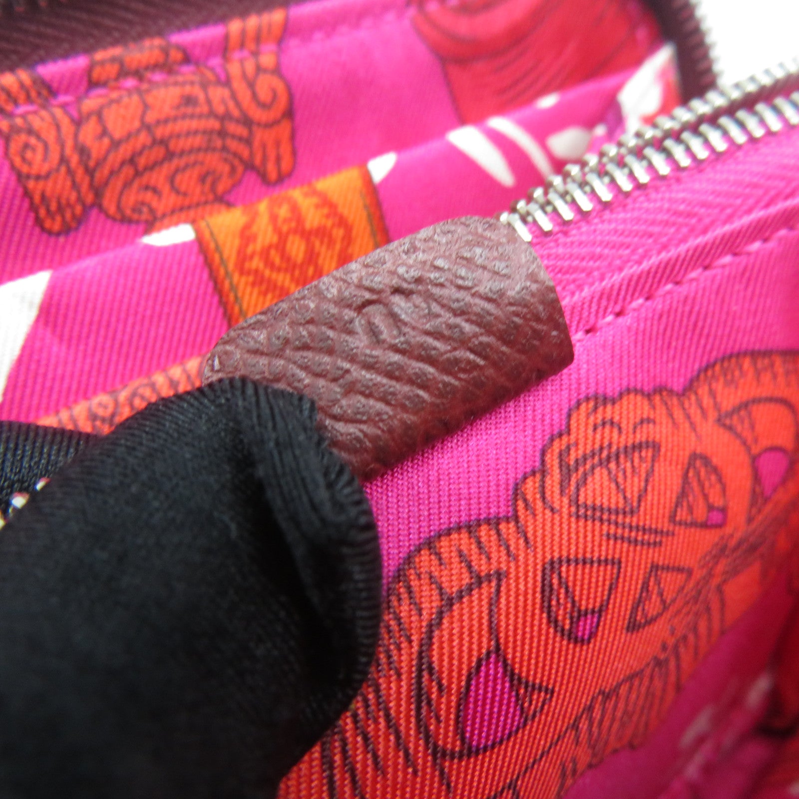 HERMES Veau Epsom皮革Silk In Compact Wallet銀扣錢包酒紅色