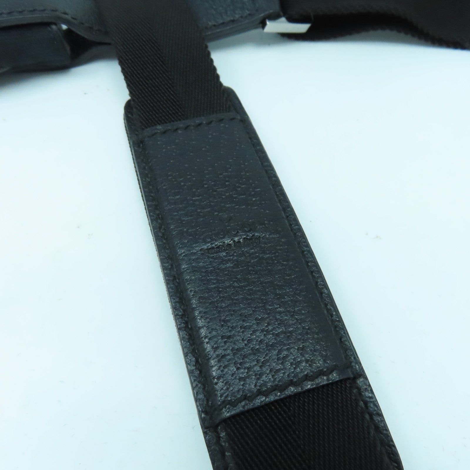 GUCCI 帆布Shoulder Bag銀扣肩背袋黑色