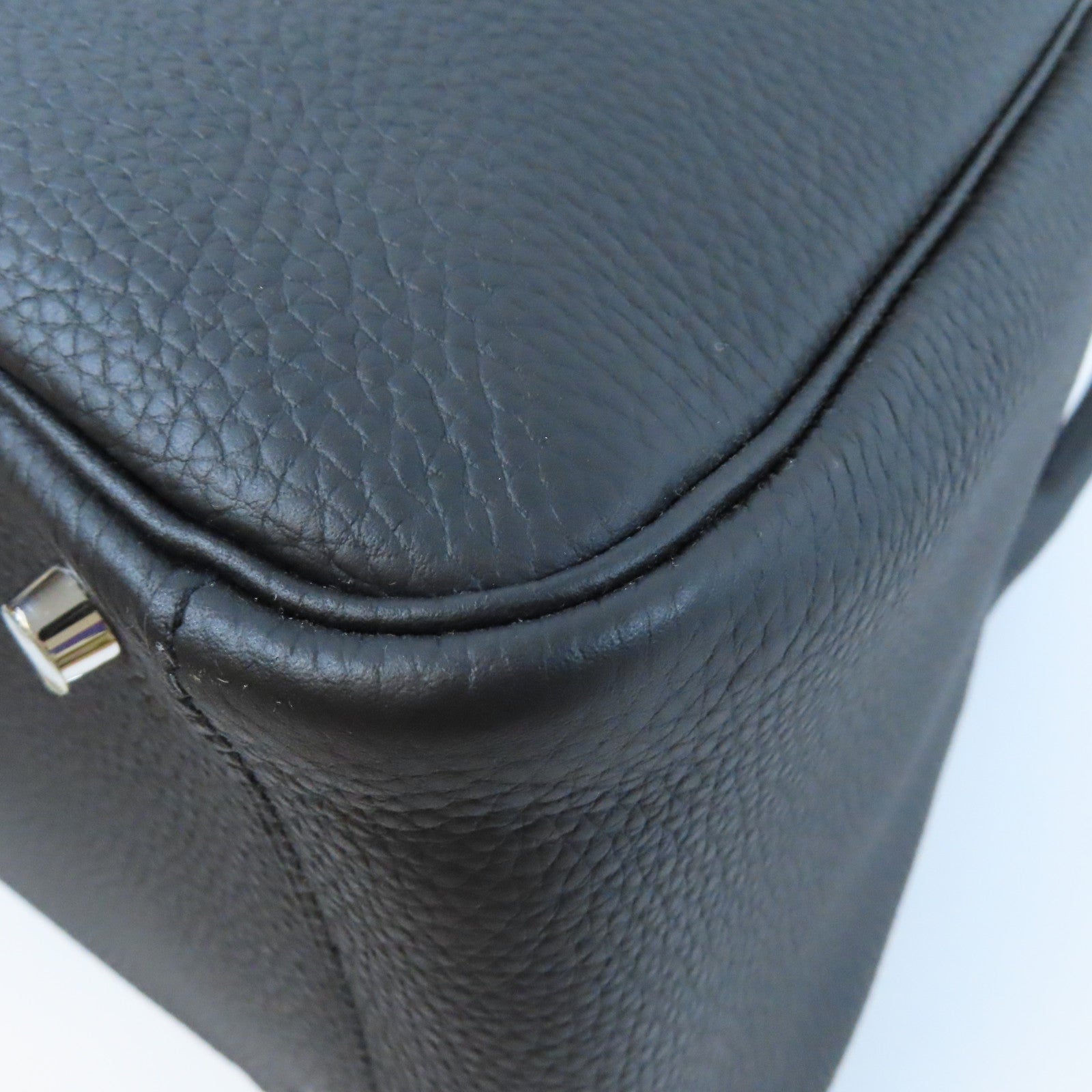 HERMES Clemence皮革Lindy 34銀扣手挽肩背兩用袋Noir黑色
