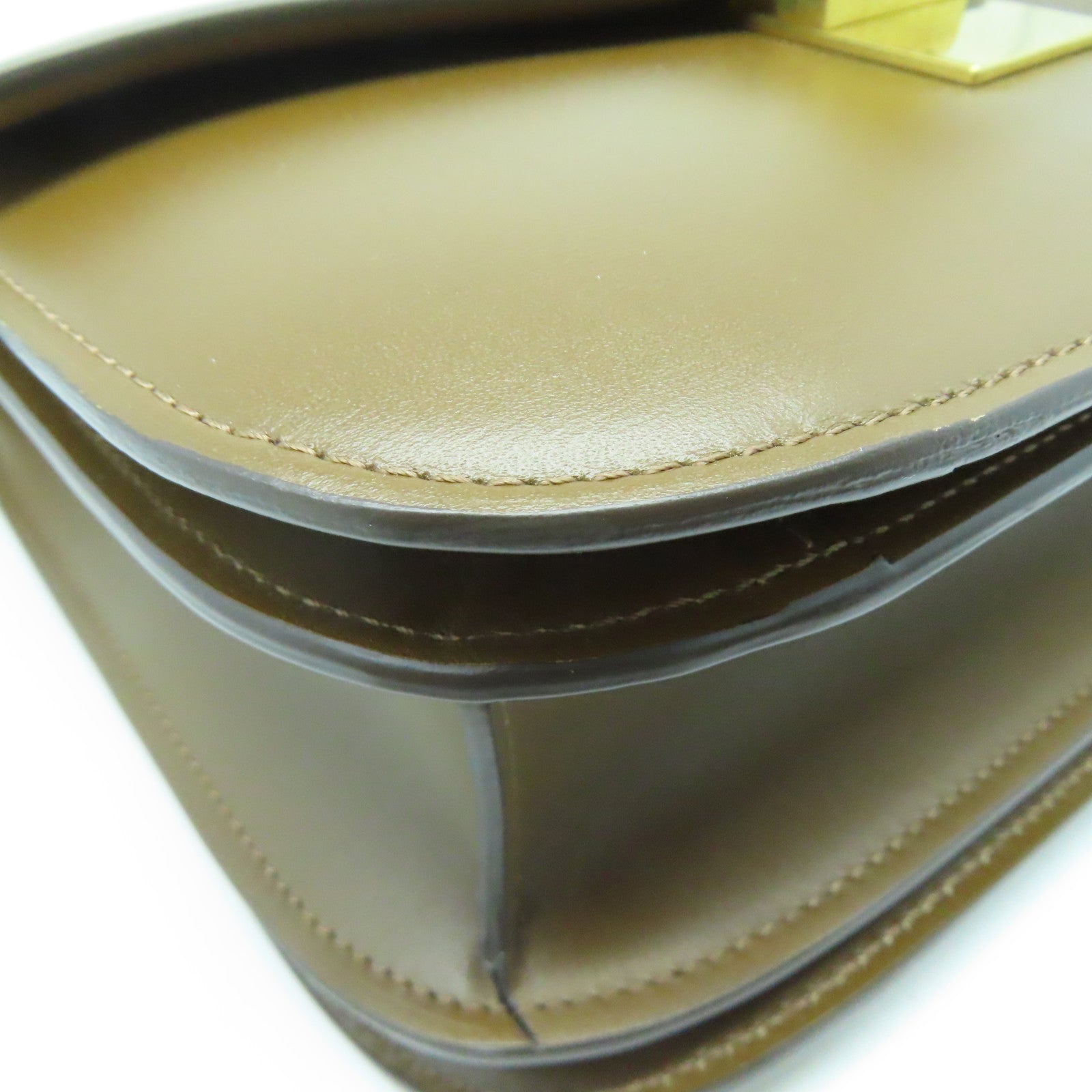 CELINE 牛皮皮革Classic Box金扣肩背袋啡色