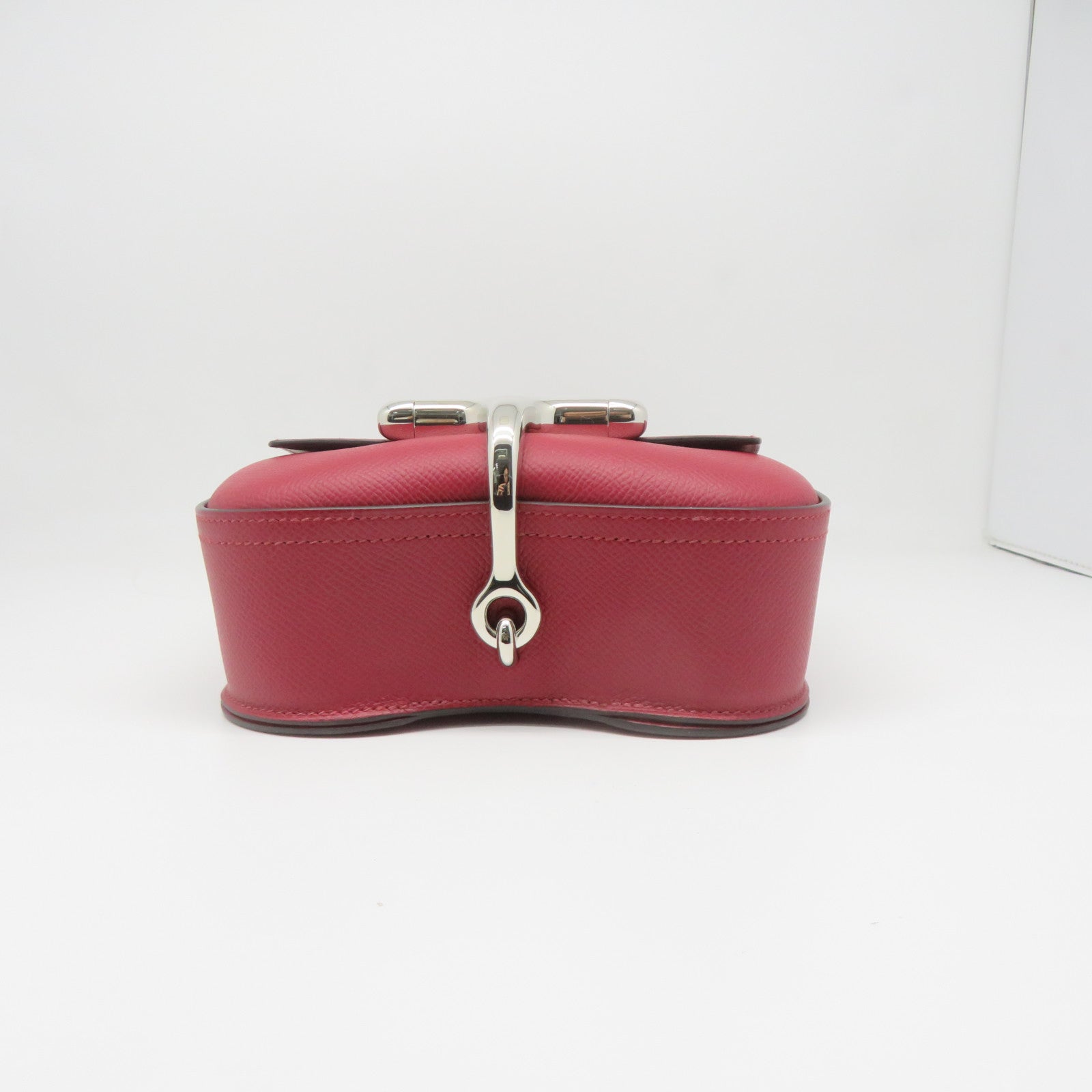 HERMES Veau Epsom皮革Della Cavalleria Mini Bag銀扣肩背袋褐紫紅