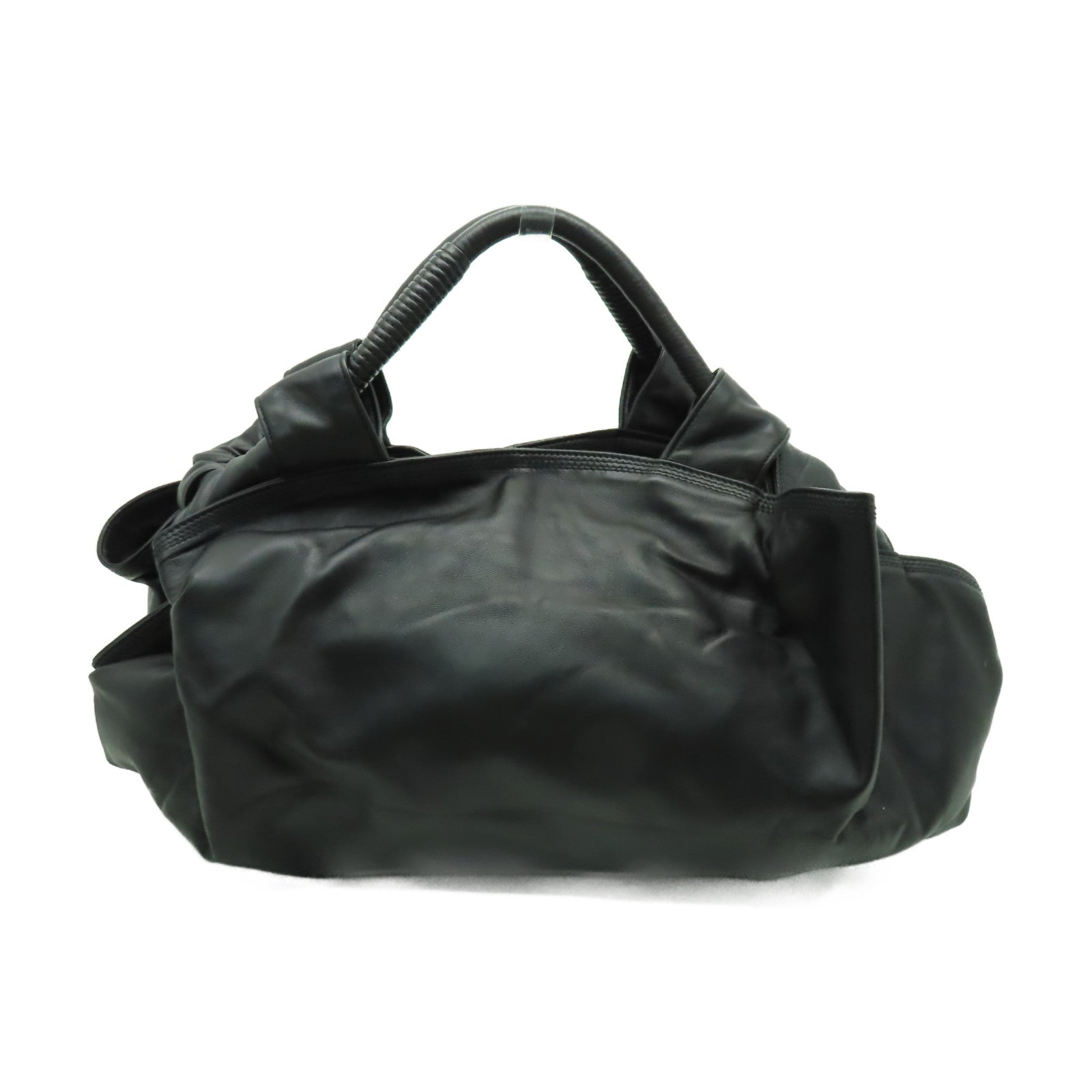 LOEWE 羊皮皮革Nappa Aire Handbag銀扣手挽袋黑色