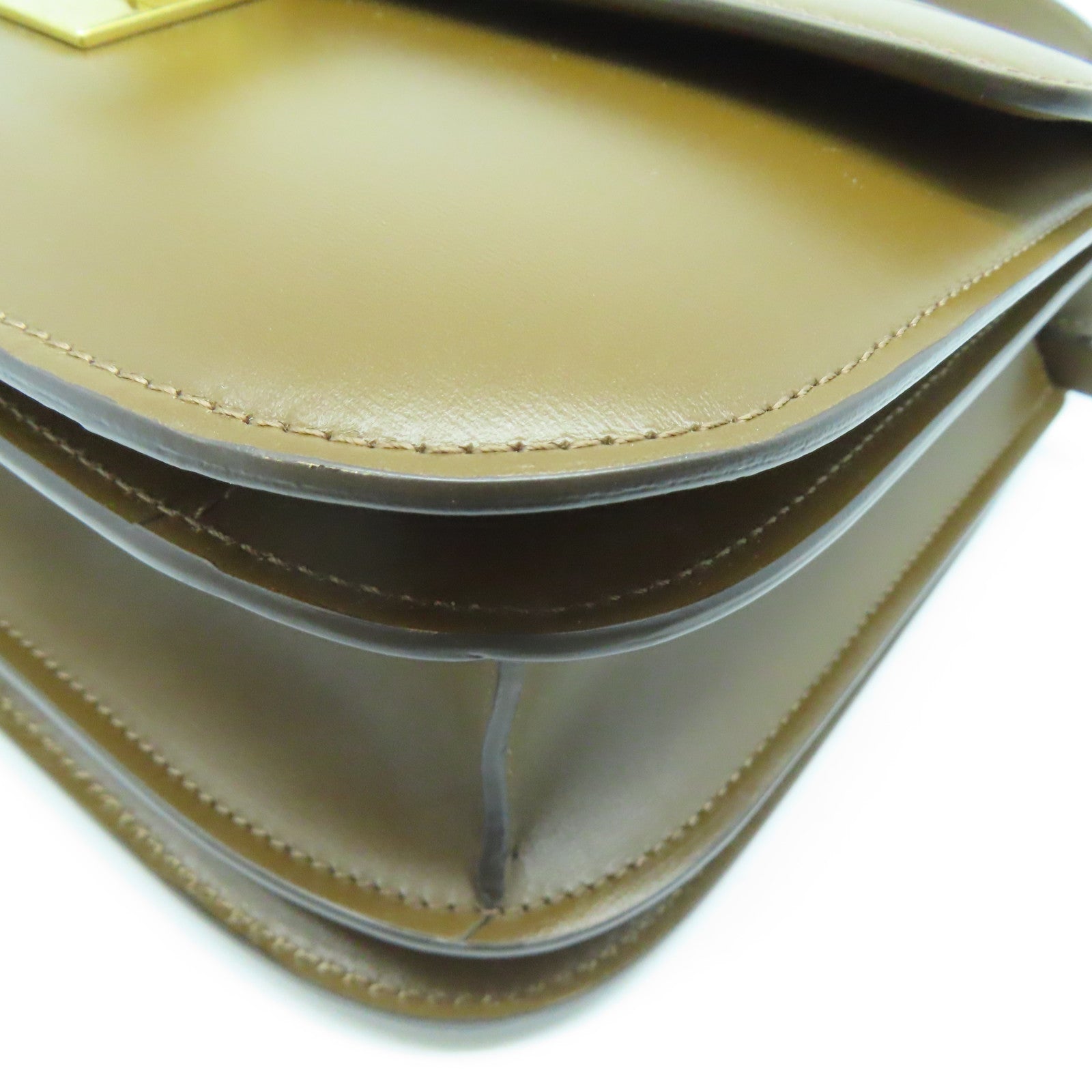 CELINE 牛皮皮革Classic Box金扣肩背袋啡色