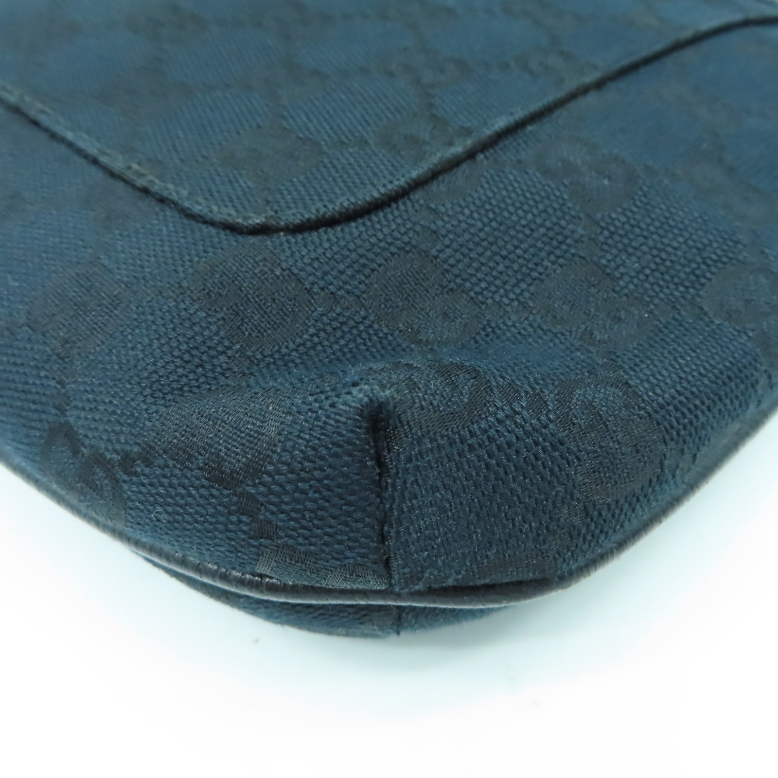 GUCCI 帆布Shoulder Bag銀扣肩背袋黑色