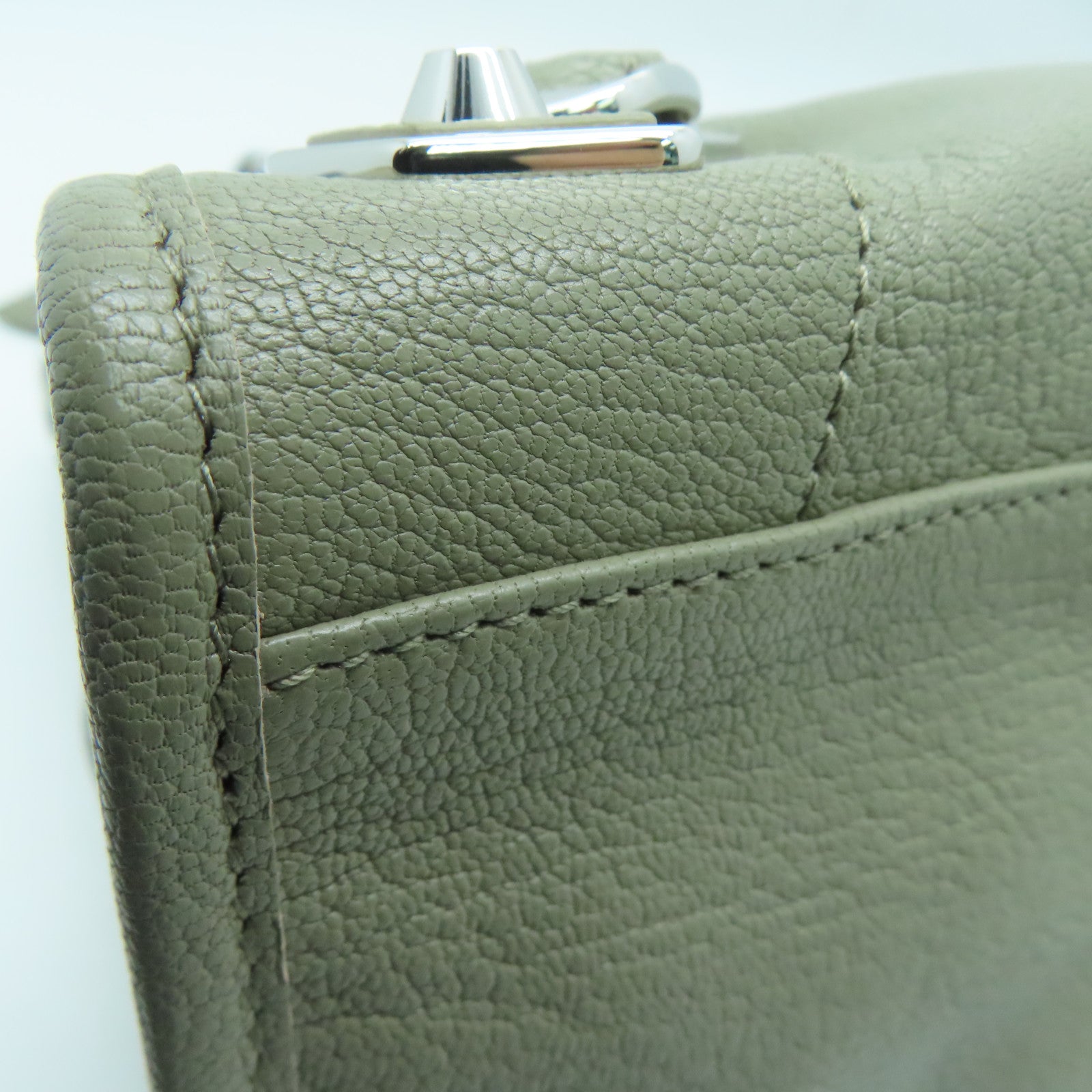 BALENCIAGA Cowhide Leather City Silver Buckle Handle Shoulder Bag Gray