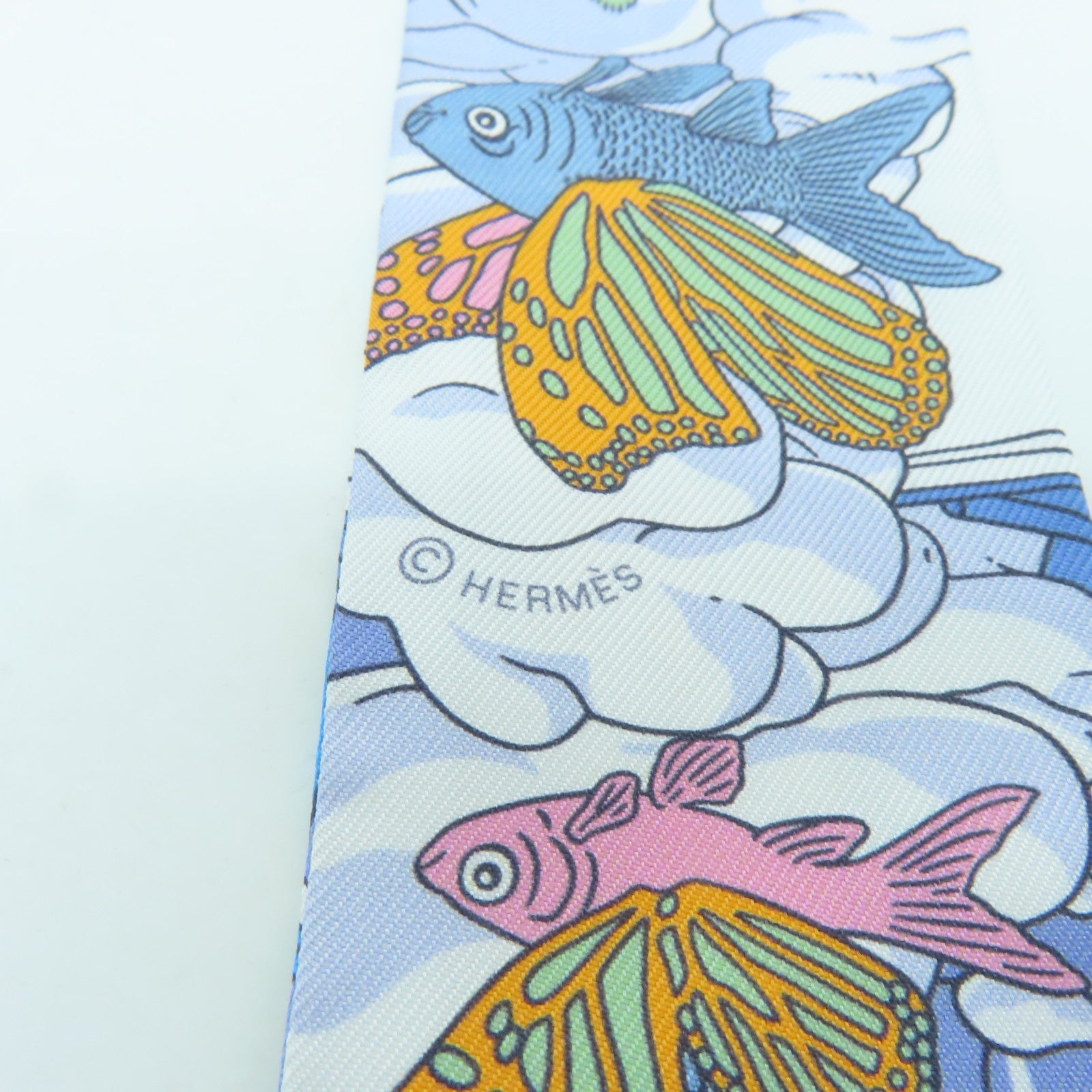 HERMES 丝质Twilly丝巾深蓝色/彩色
