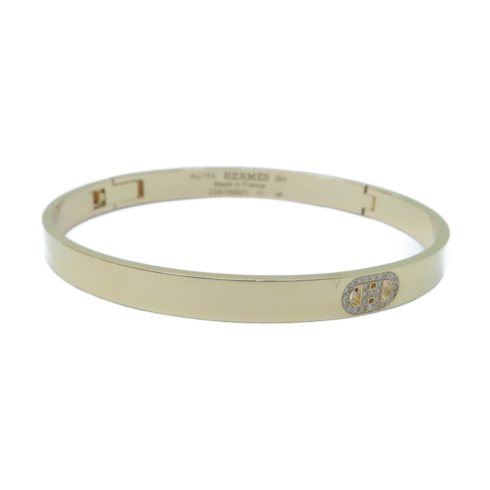 HERMES 18K玫瑰金H D'Ancre PM Bracelet鑽石手鐲