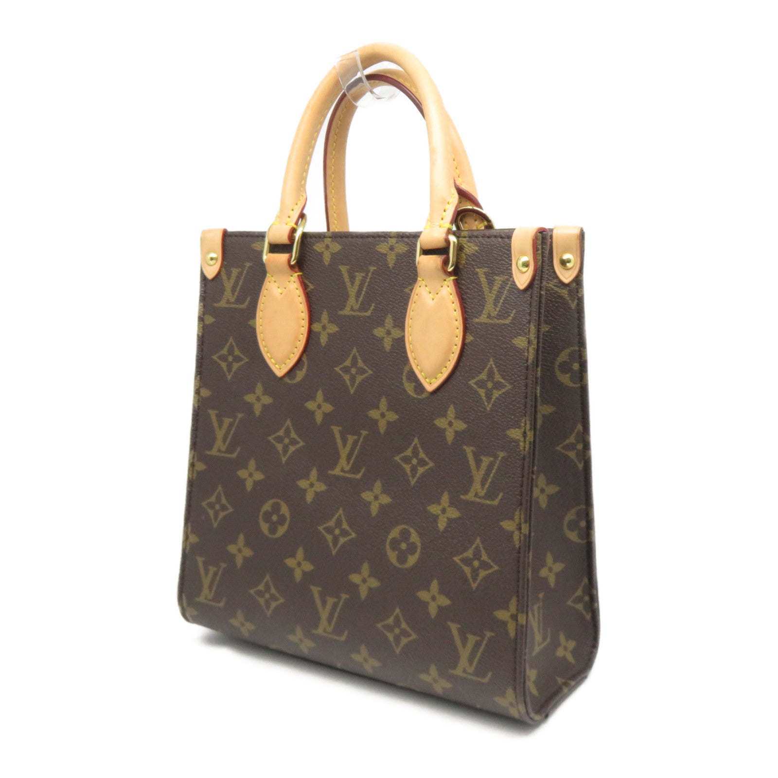 LOUIS VUITTON Monogram Sac Plat BB金扣手挽肩背兩用袋啡色