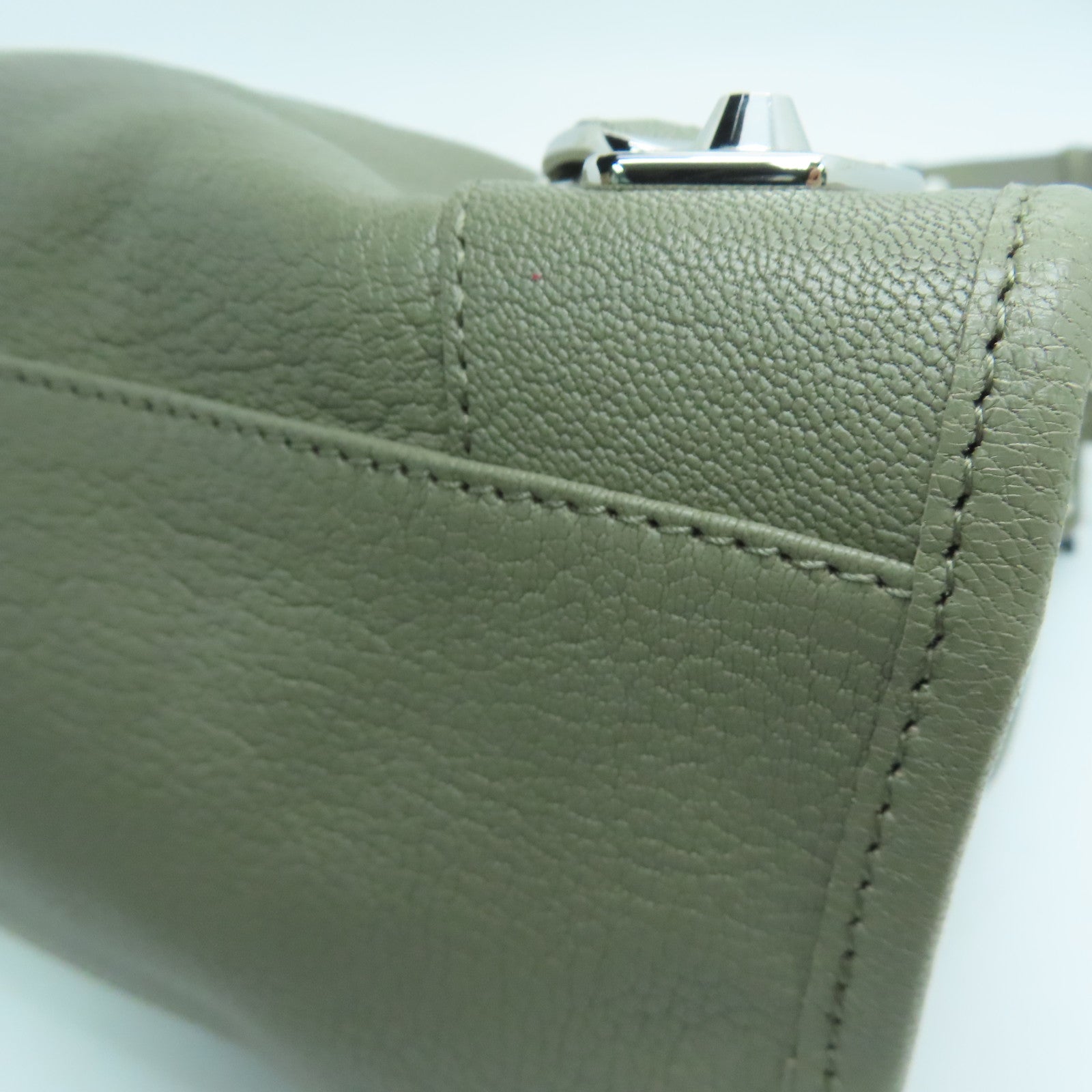 BALENCIAGA Cowhide Leather City Silver Buckle Handle Shoulder Bag Gray
