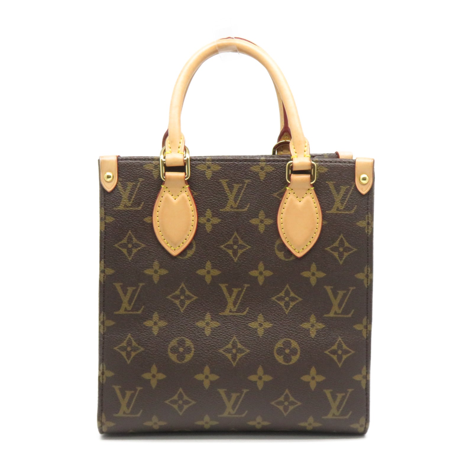 LOUIS VUITTON Monogram Sac Plat BB金扣手挽肩背兩用袋啡色