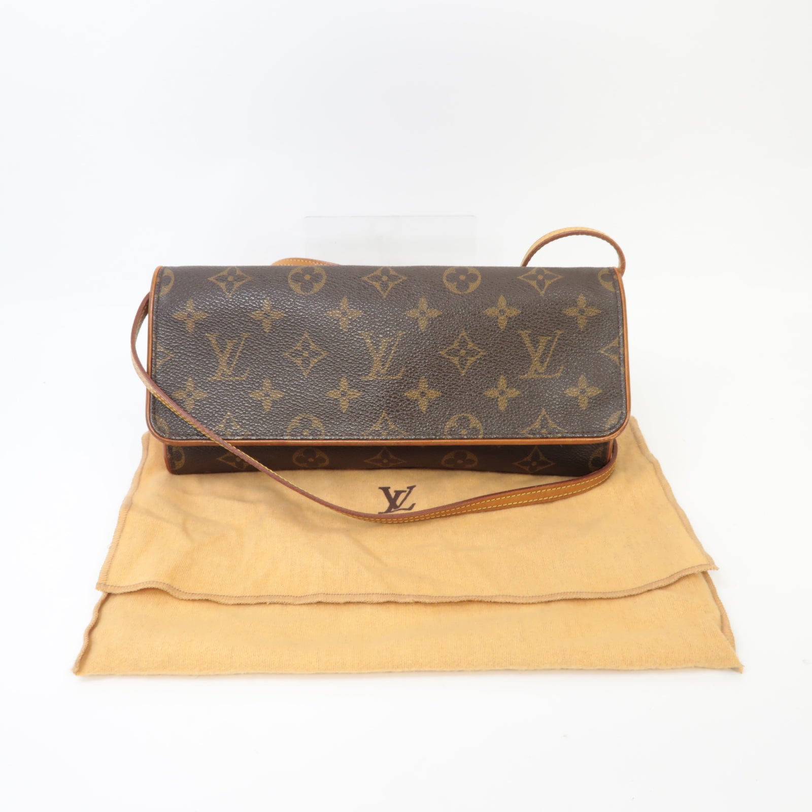 LOUIS VUITTON Monogram Pochette Twin GM金扣肩背袋啡色