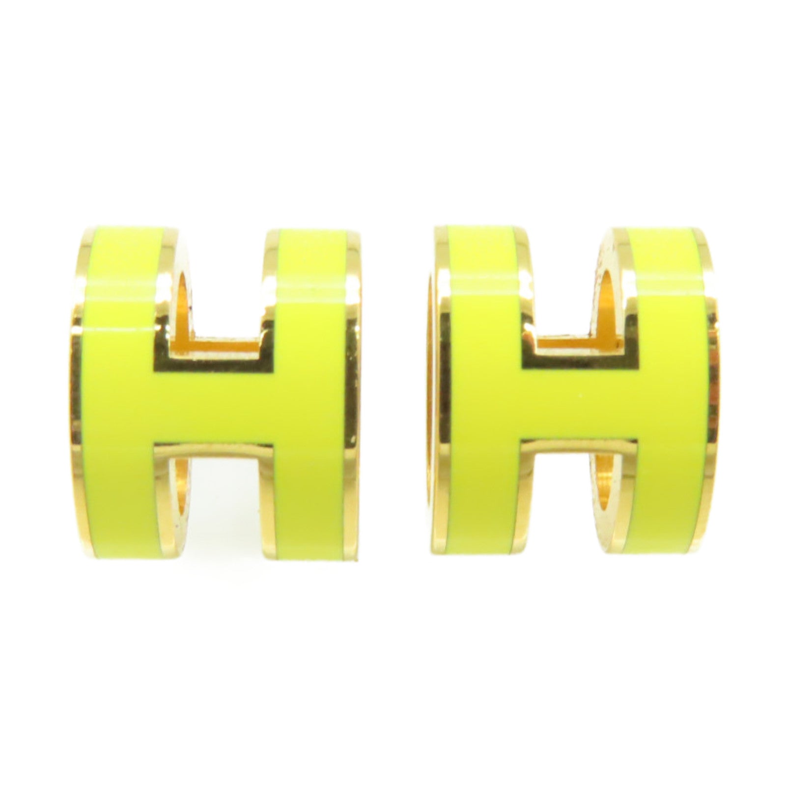 HERMES 金屬/瓷漆Pop H Earrings耳環金色/黃色