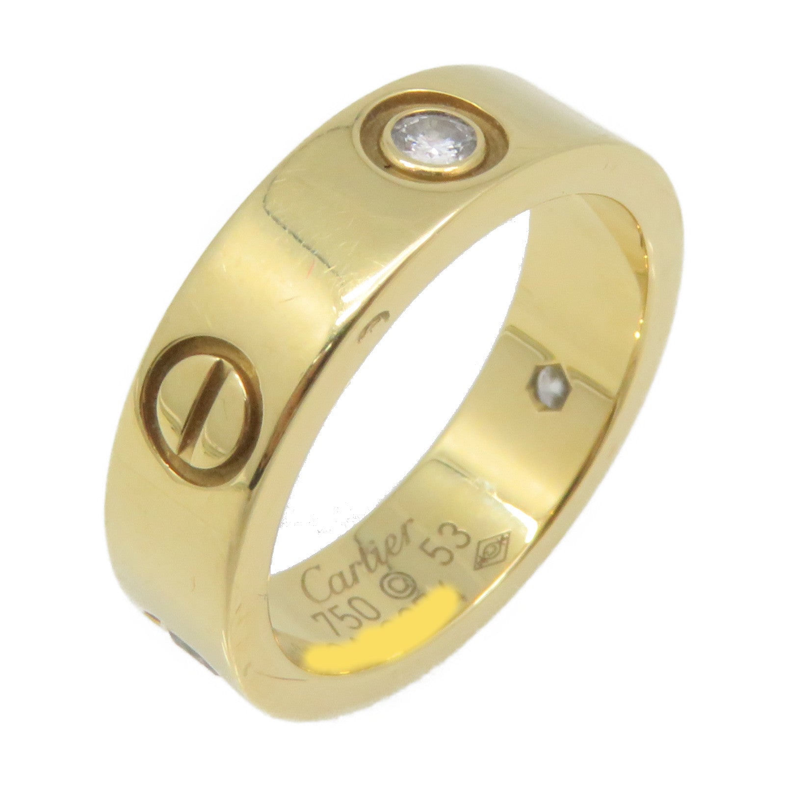 CARTIER 18K黃金Love Ring 3 Diamonds Ring鑽石戒指#53 US#6.75