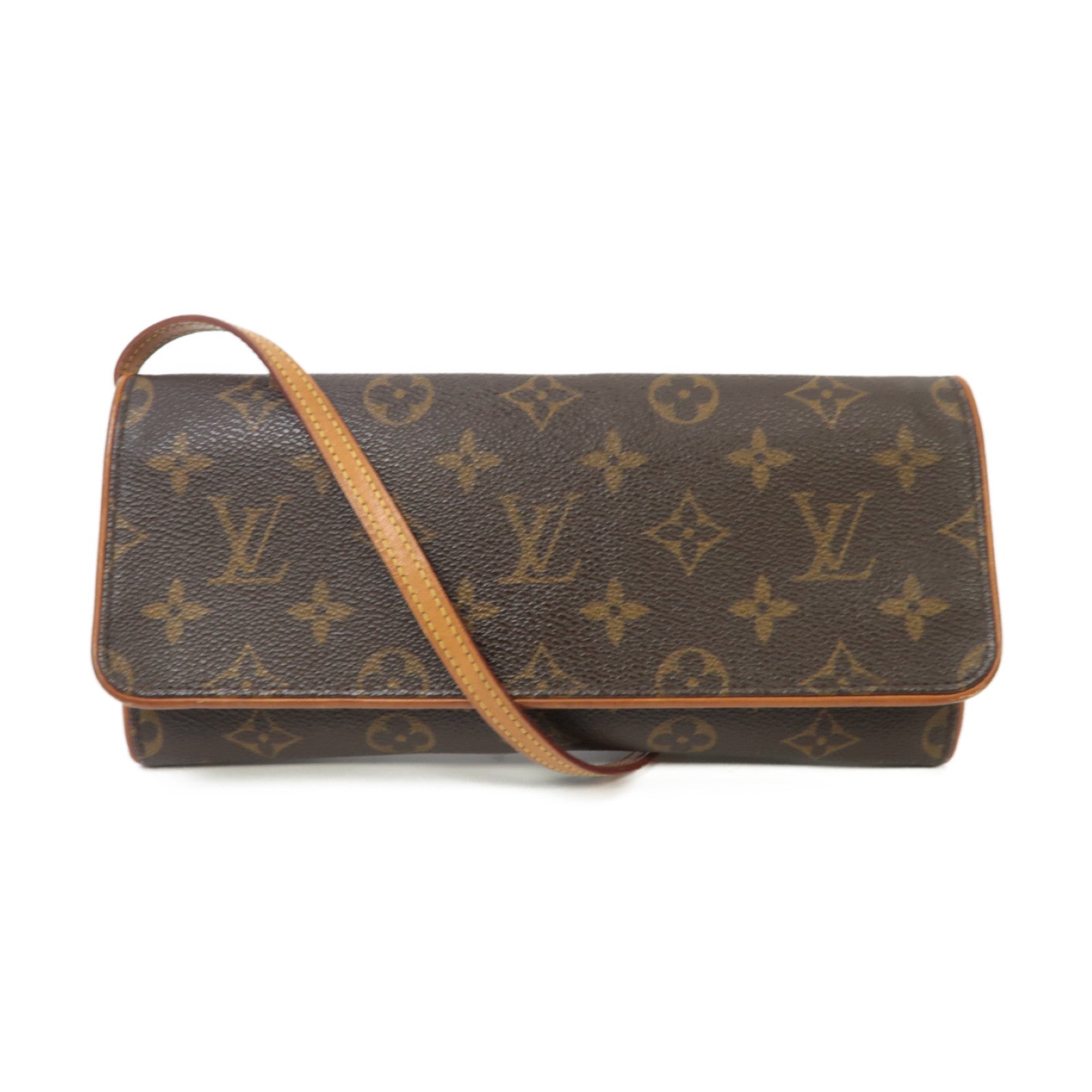 LOUIS VUITTON Monogram Pochette Twin GM金扣肩背袋啡色