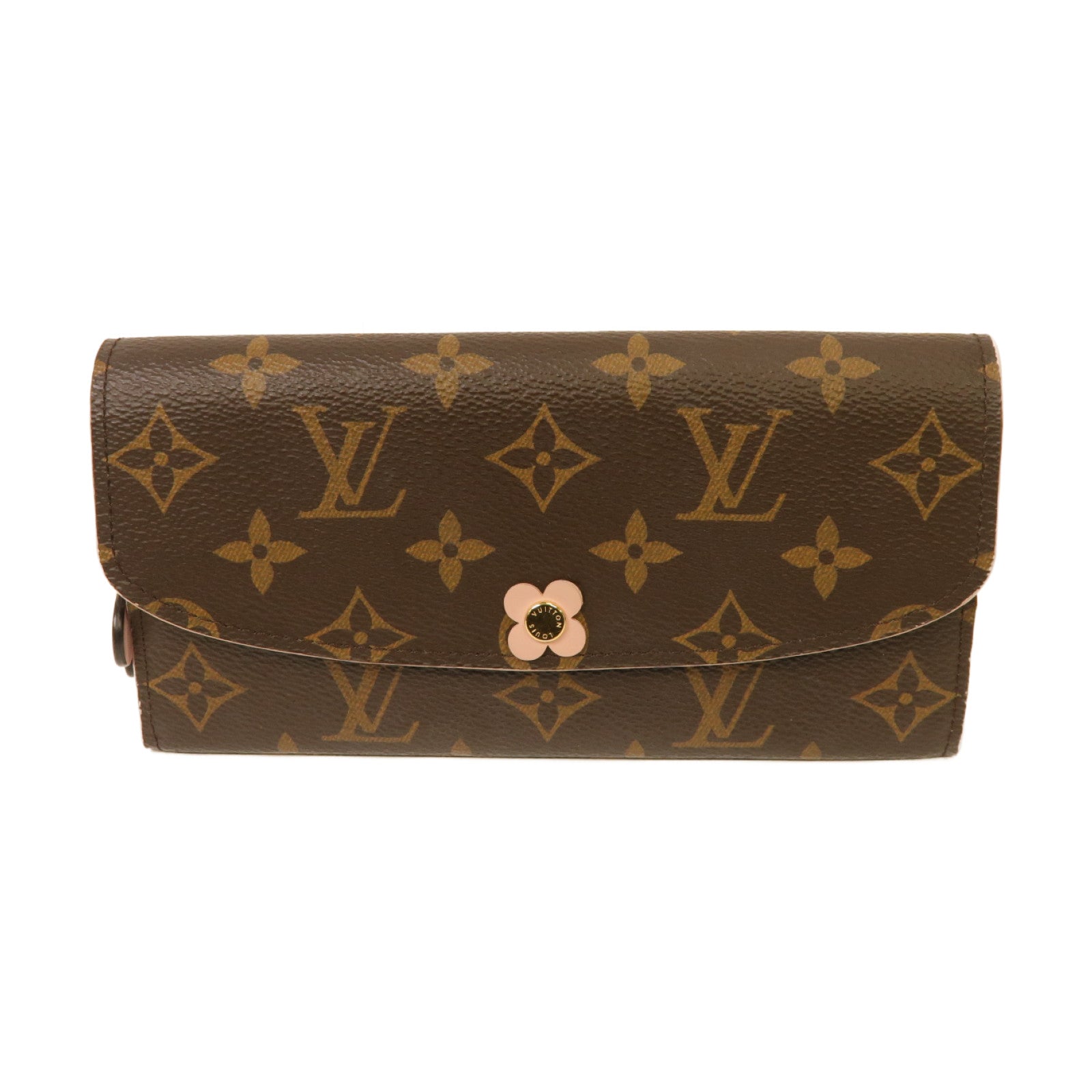 LOUIS VUITTON Monogram Long Wallet金扣長錢包棕色/粉紅色