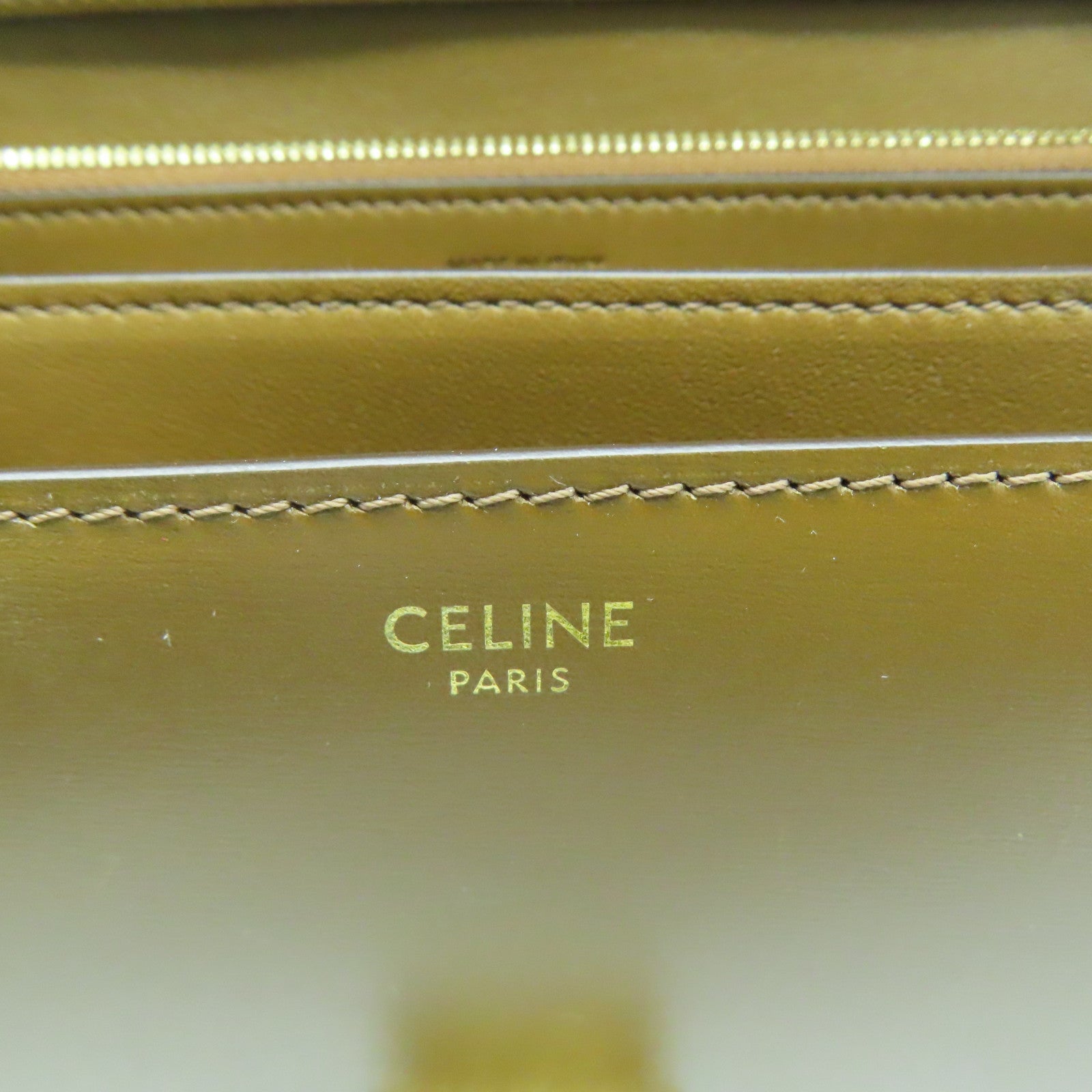 CELINE 牛皮皮革Classic Box金扣肩背袋啡色