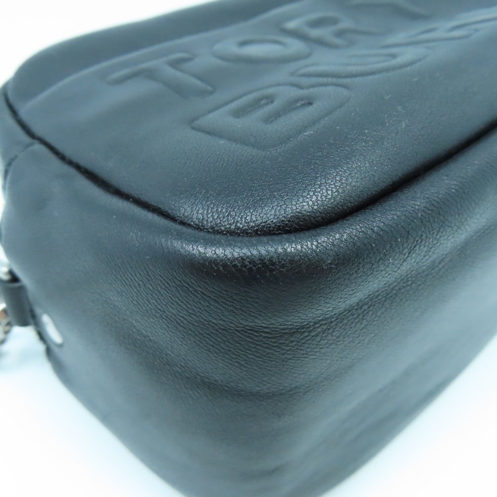 Tory Burch 牛皮皮革Pouch銀扣小袋黑色