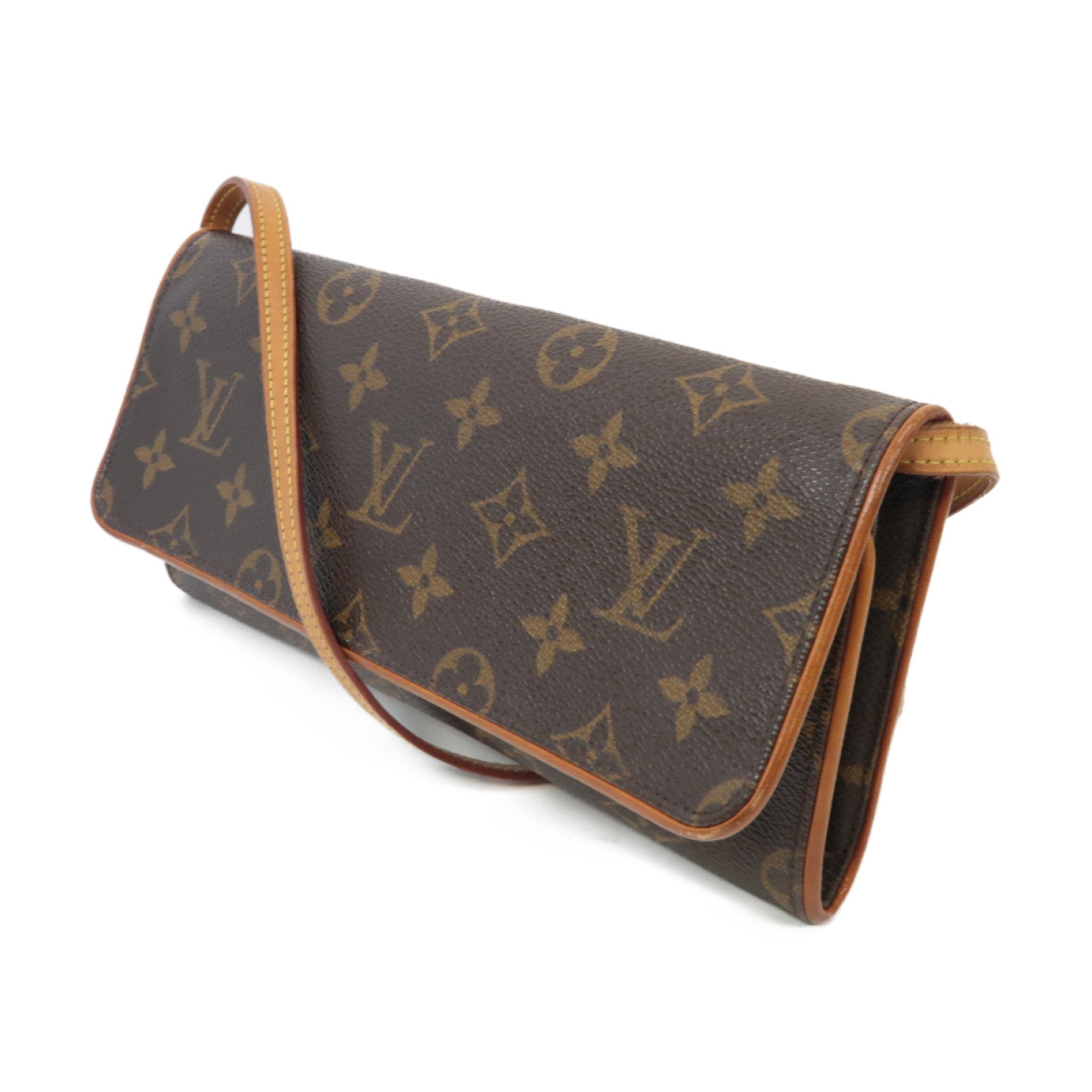 LOUIS VUITTON Monogram Pochette Twin GM金扣肩背袋啡色