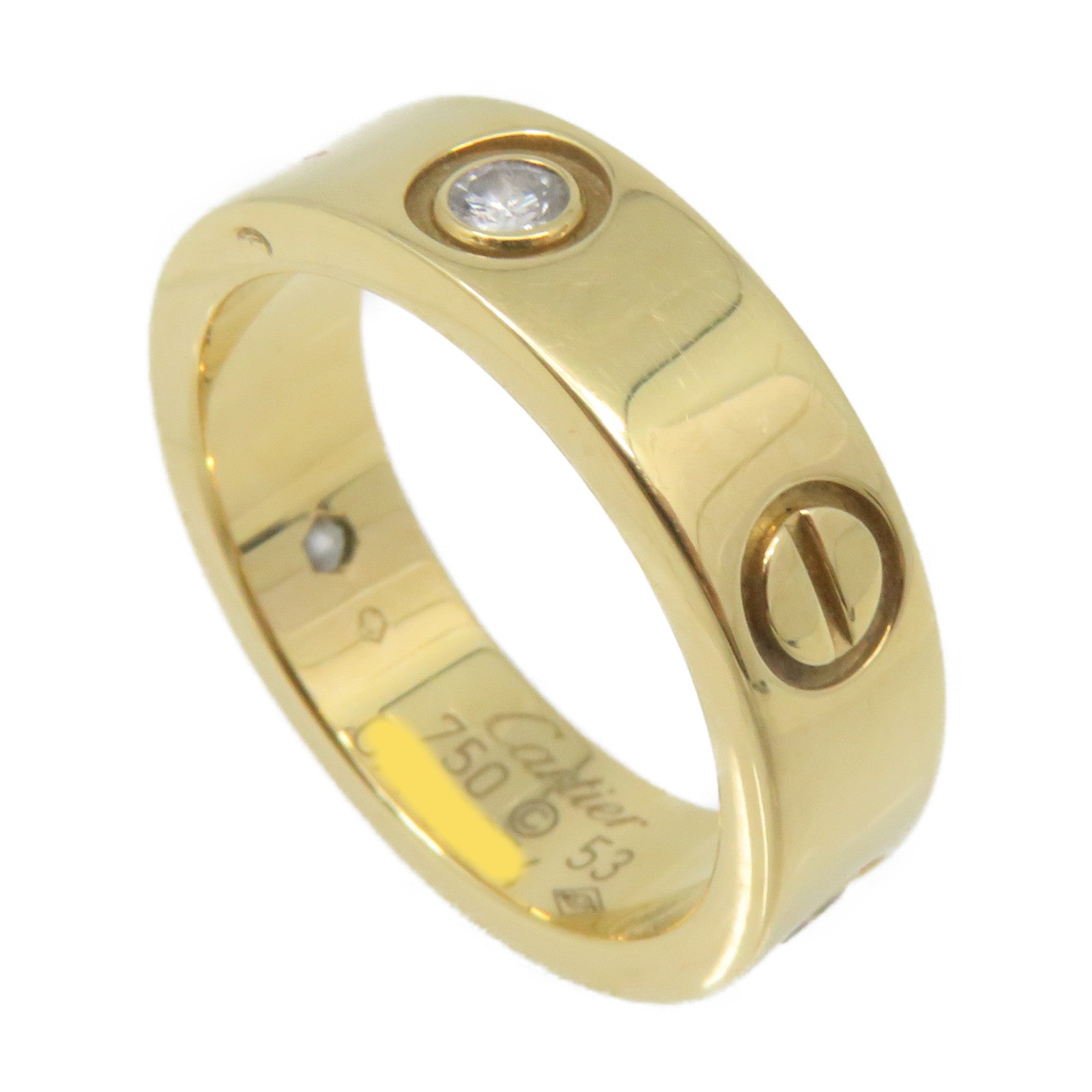 CARTIER 18K黃金Love Ring 3 Diamonds Ring鑽石戒指#53 US#6.75