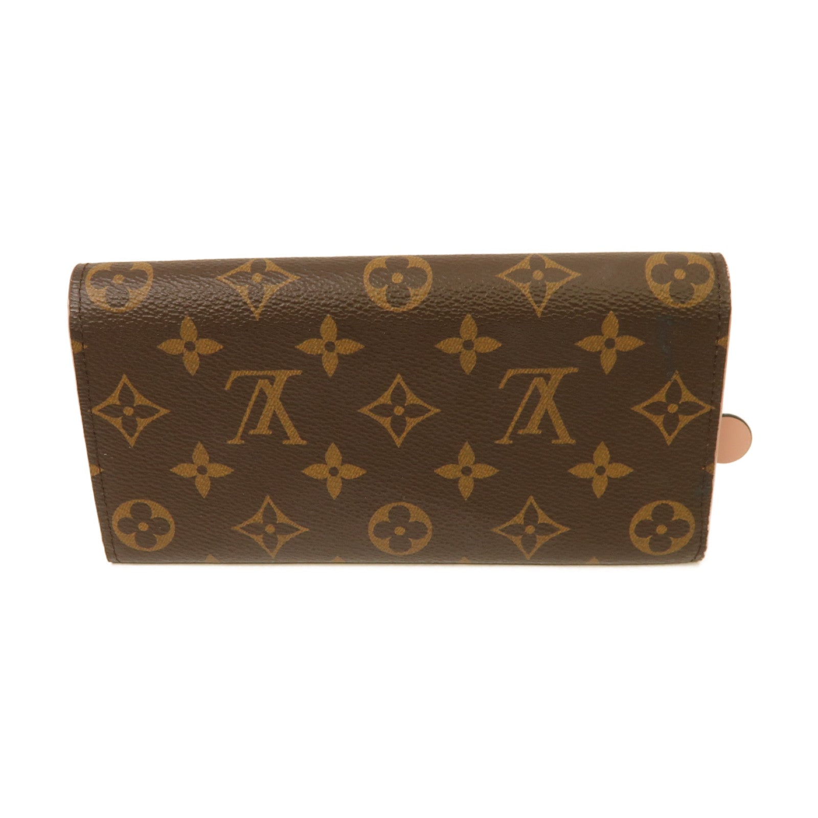 LOUIS VUITTON Monogram Long Wallet金扣長錢包棕色/粉紅色