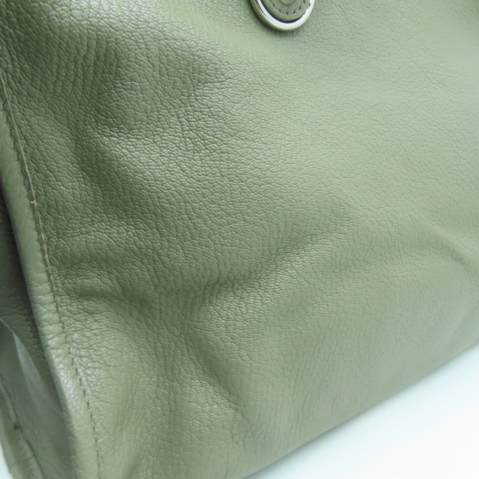 BALENCIAGA Cowhide Leather City Silver Buckle Handle Shoulder Bag Gray