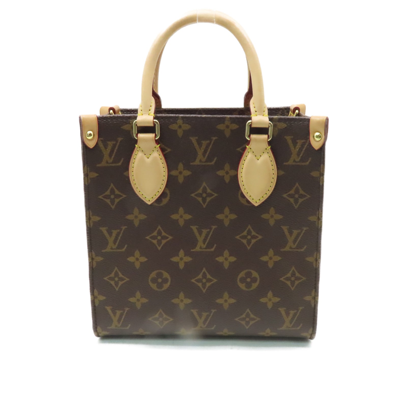 LOUIS VUITTON Monogram Sac Plat BB金扣手挽肩背兩用袋棕色