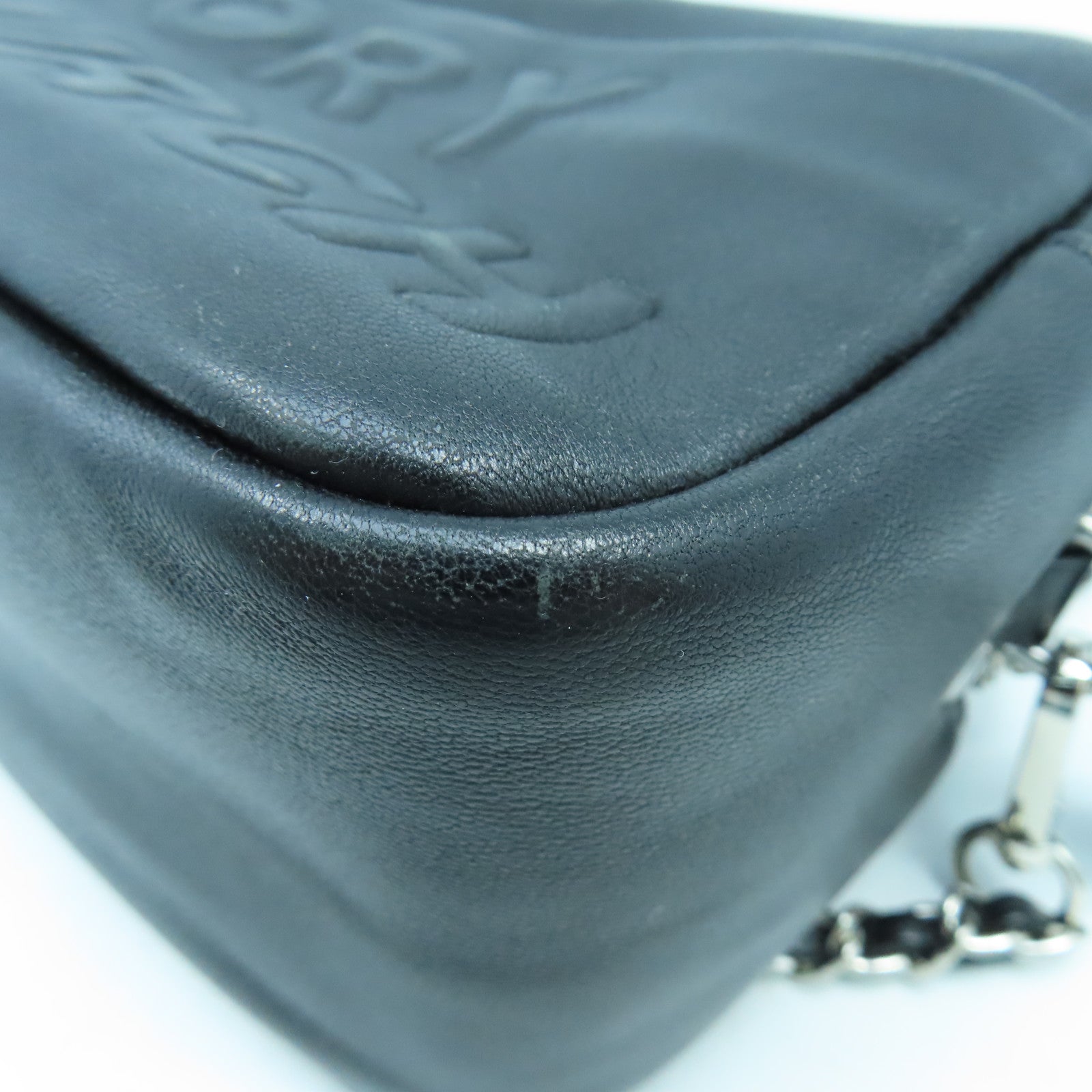 Tory Burch 牛皮皮革Pouch銀扣小袋黑色