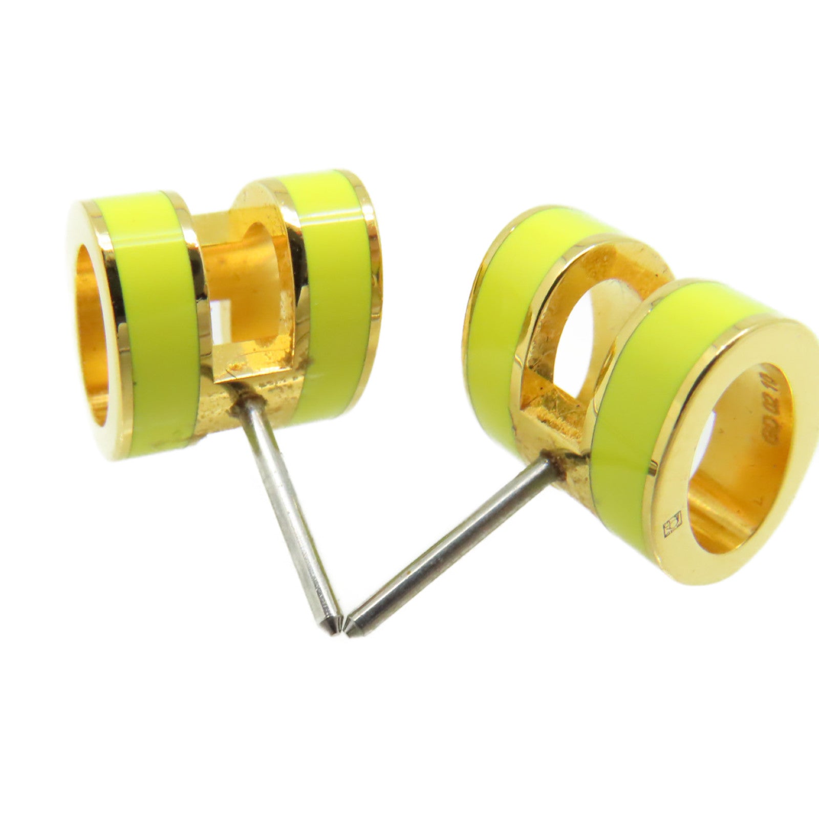 HERMES 金屬/瓷漆Pop H Earrings耳環金色/黃色