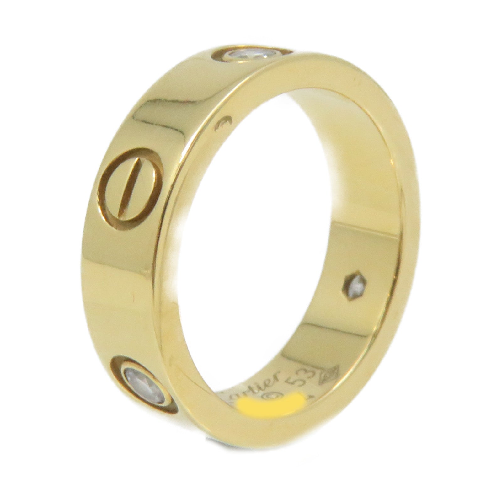 CARTIER 18K黃金Love Ring 3 Diamonds Ring鑽石戒指#53 US#6.75