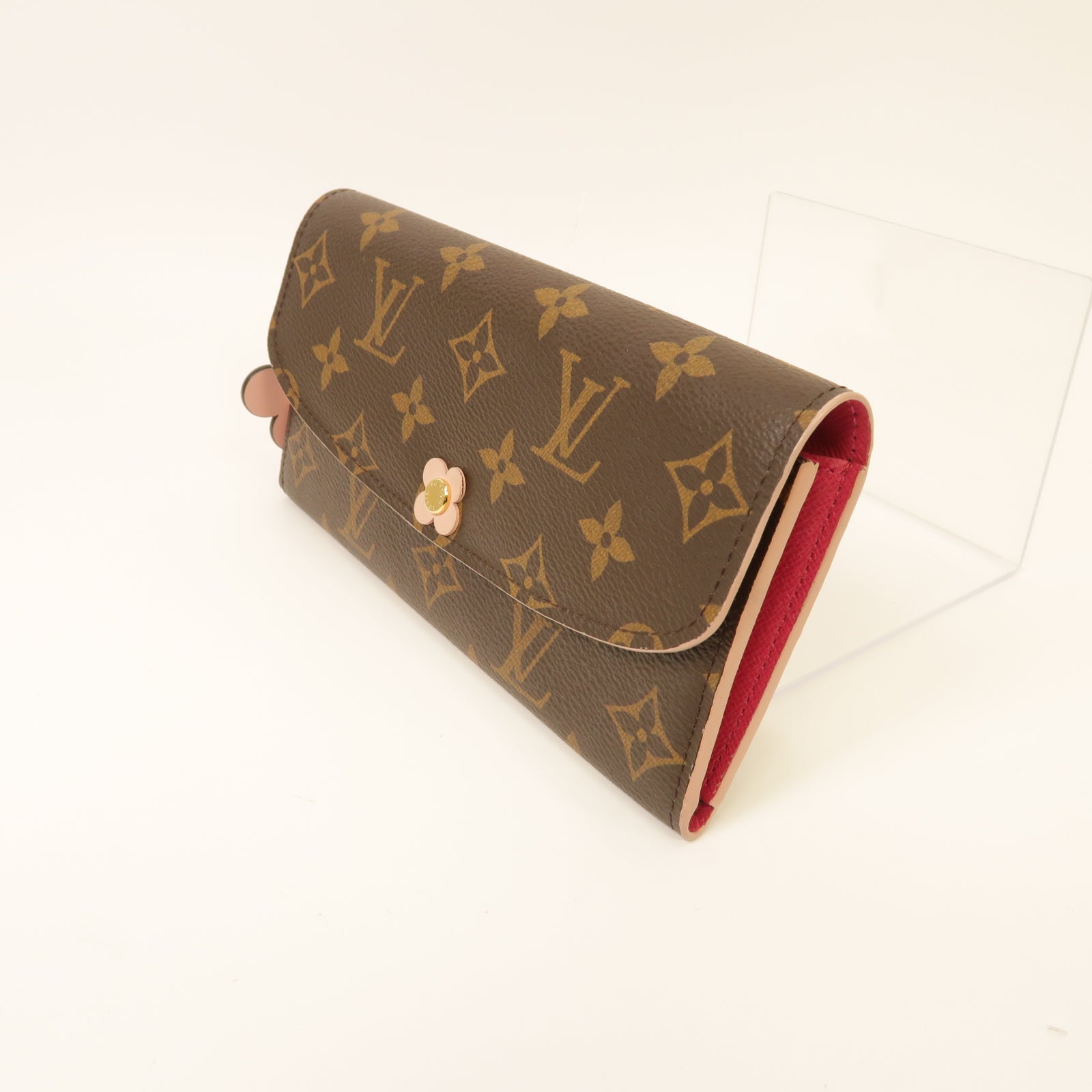 LOUIS VUITTON Monogram Long Wallet金扣長錢包棕色/粉紅色