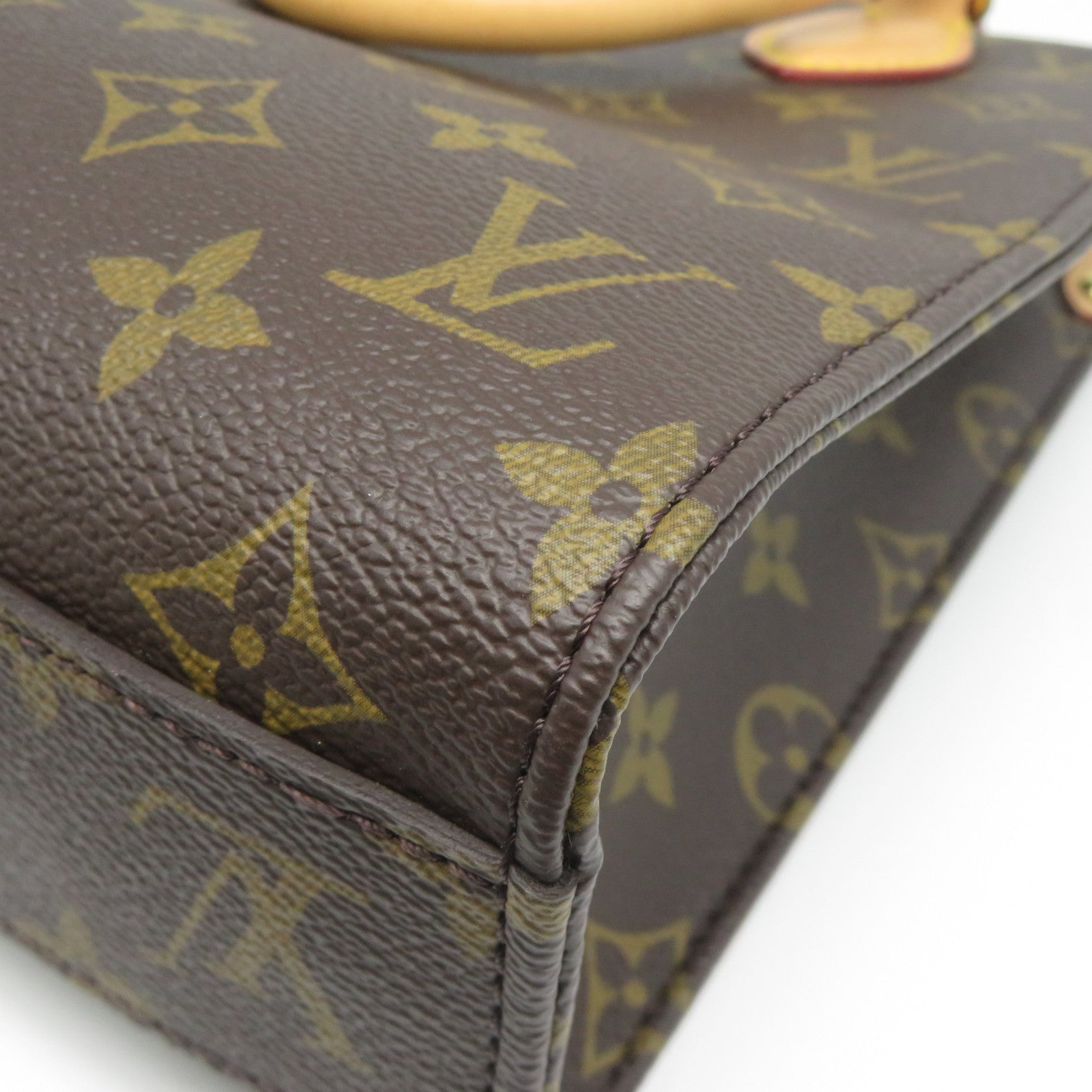 LOUIS VUITTON Monogram Sac Plat BB金扣手挽肩背兩用袋啡色
