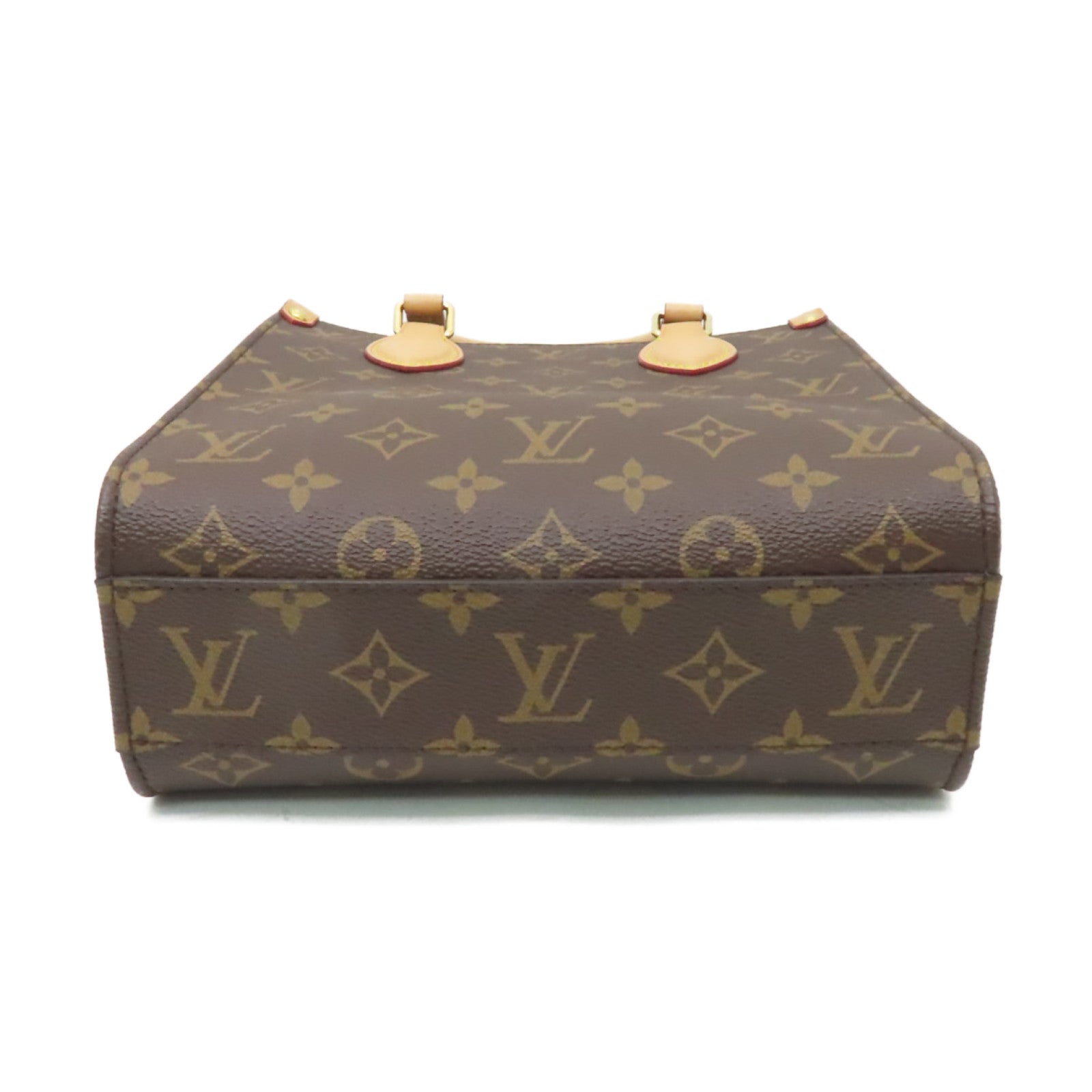LOUIS VUITTON Monogram Sac Plat BB金扣手挽肩背兩用袋棕色