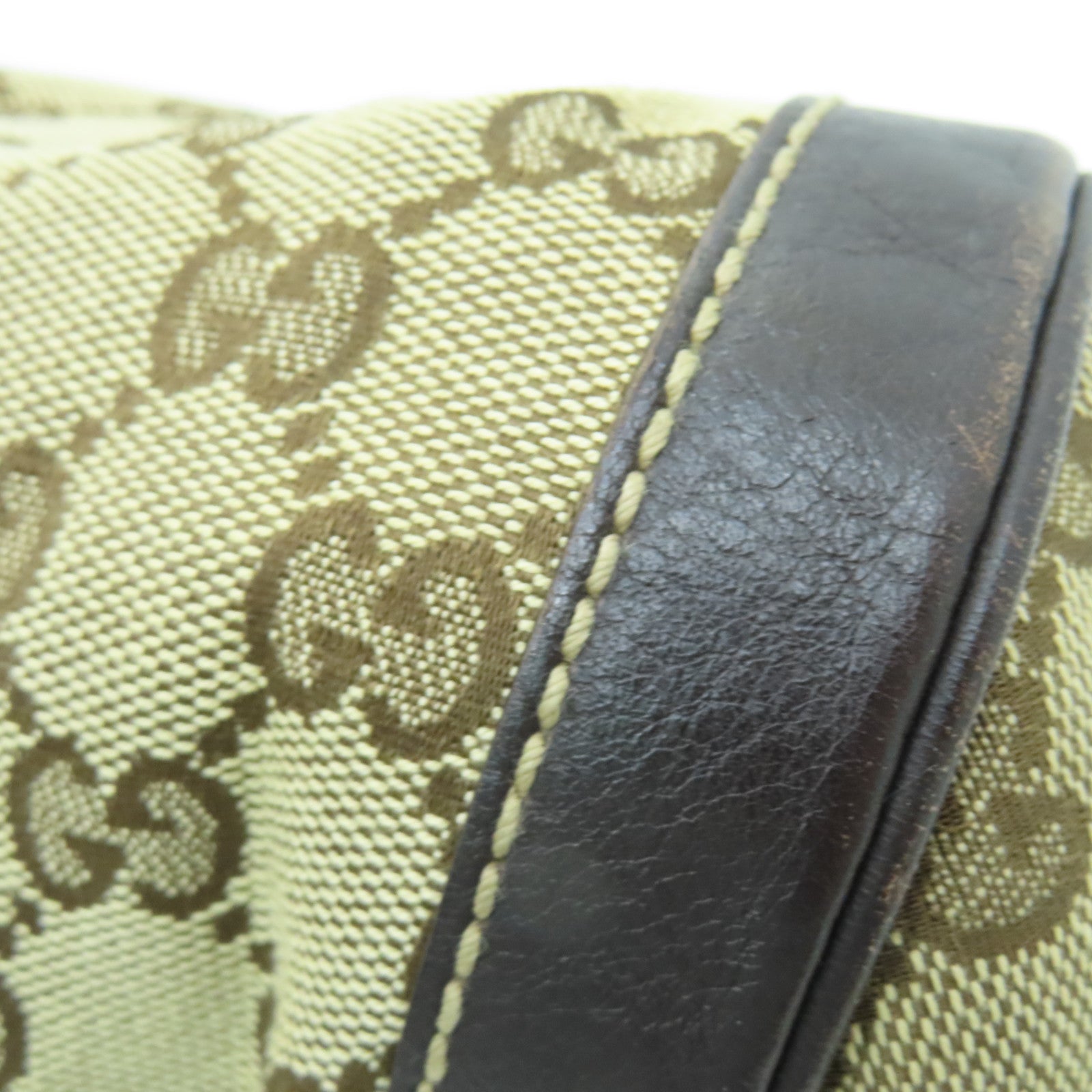 GUCCI canvas Hand Bag gold buckle handle bag brown