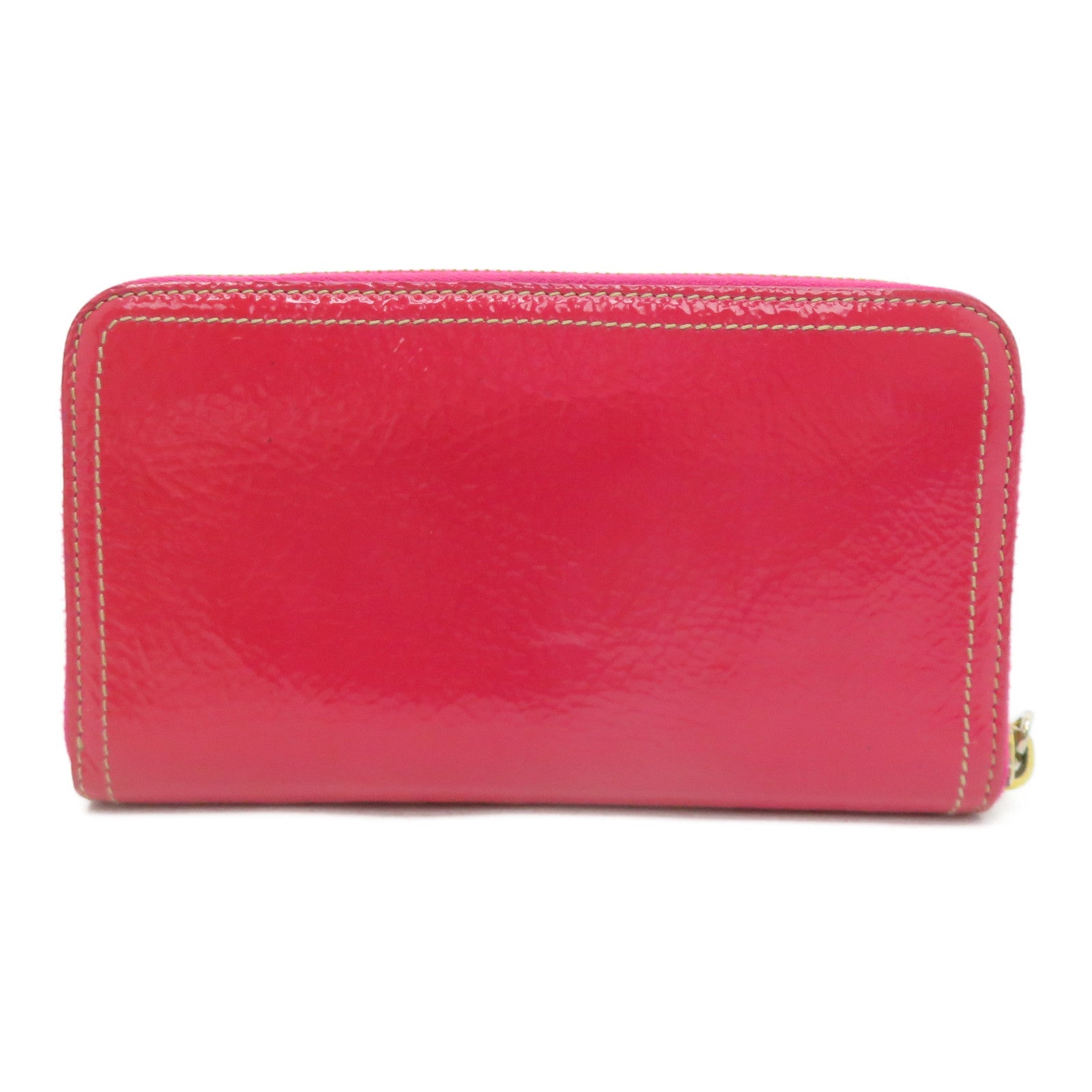 PRADA 【激減優惠】漆皮皮革Long Wallet金扣長錢包紅色