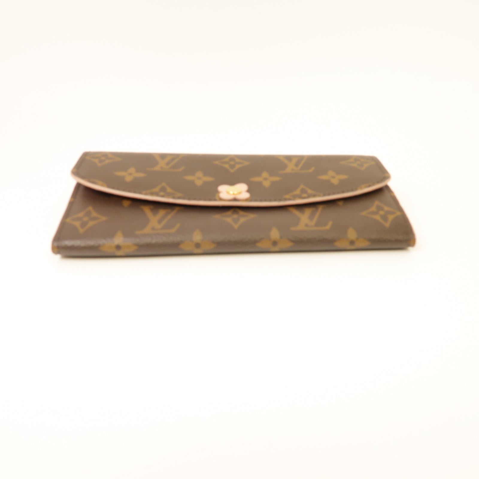 LOUIS VUITTON Monogram Long Wallet金扣長錢包棕色/粉紅色