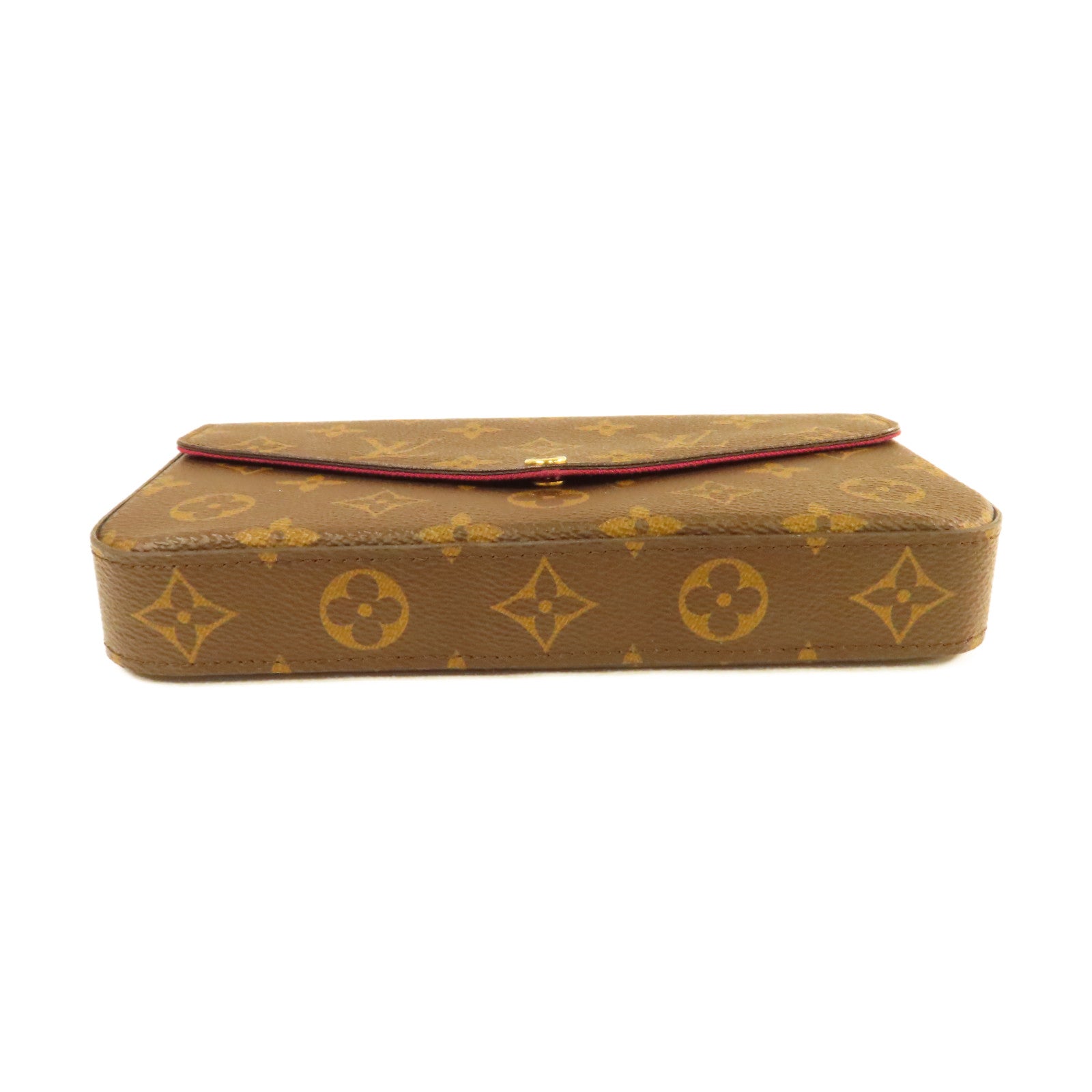 LOUIS VUITTON Monogram Felicie Pochette Chain Shoulder Bag金扣鏈帶肩背袋啡色