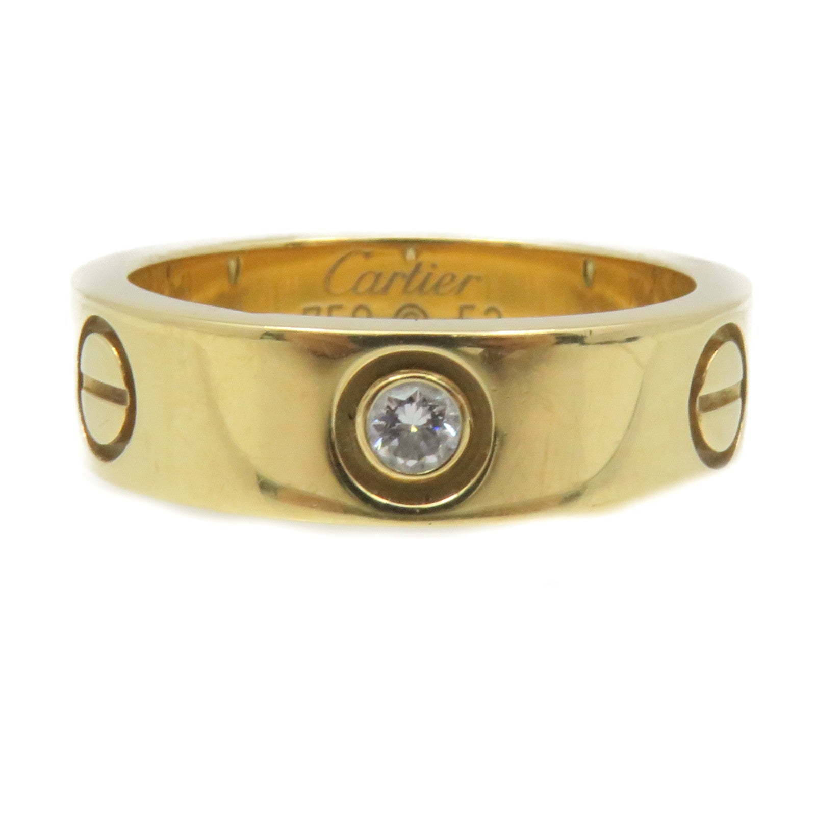 CARTIER 18K黃金Love Ring 3 Diamonds Ring鑽石戒指#53 US#6.75