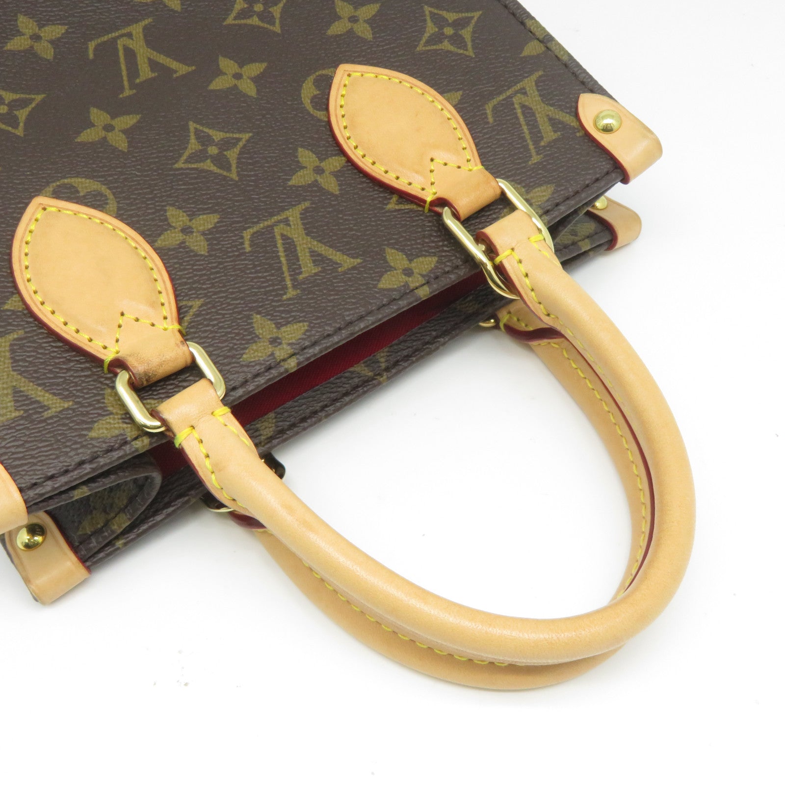 LOUIS VUITTON Monogram Sac Plat BB金扣手挽肩背兩用袋啡色