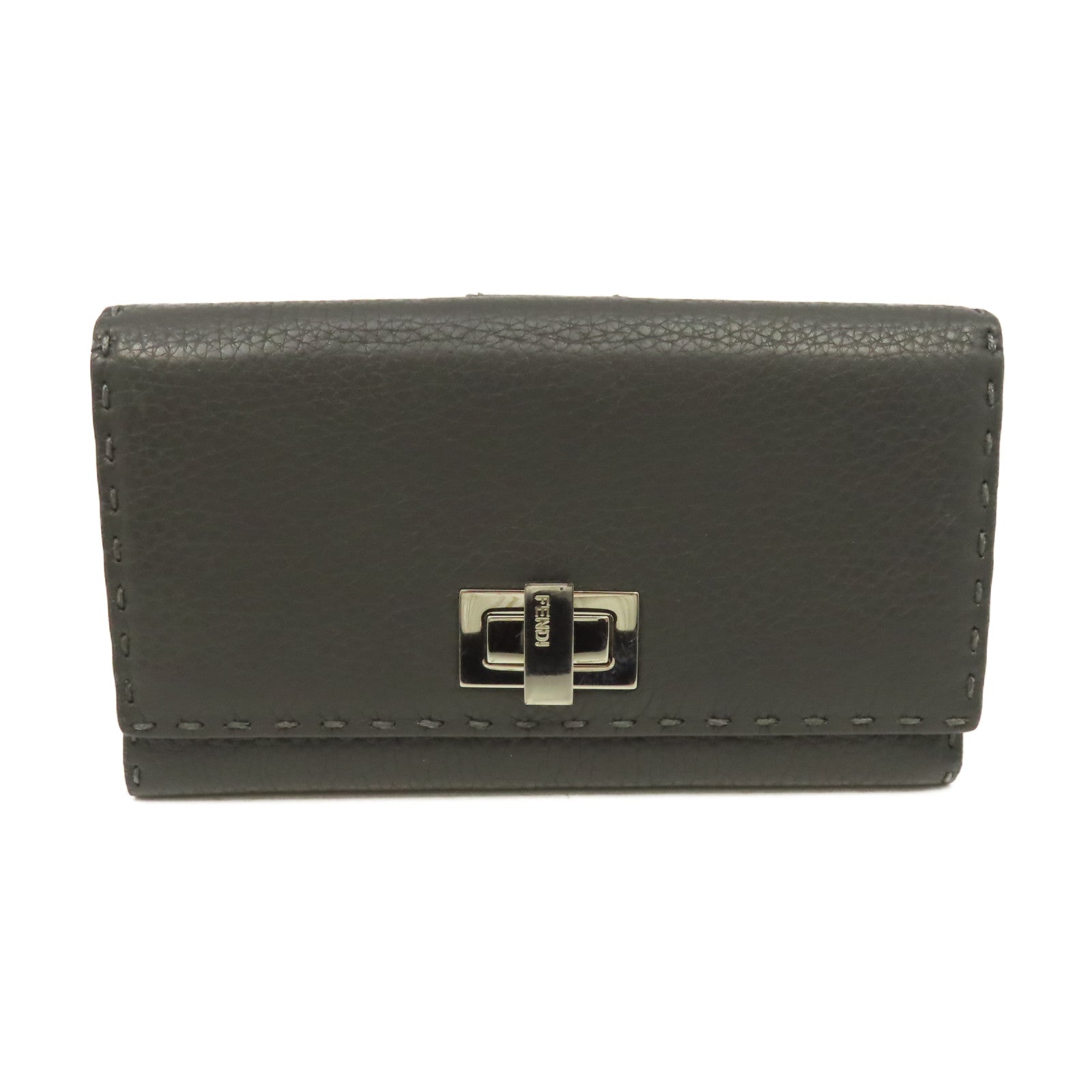 FENDI 牛皮皮革Long Wallet長錢包碳灰色