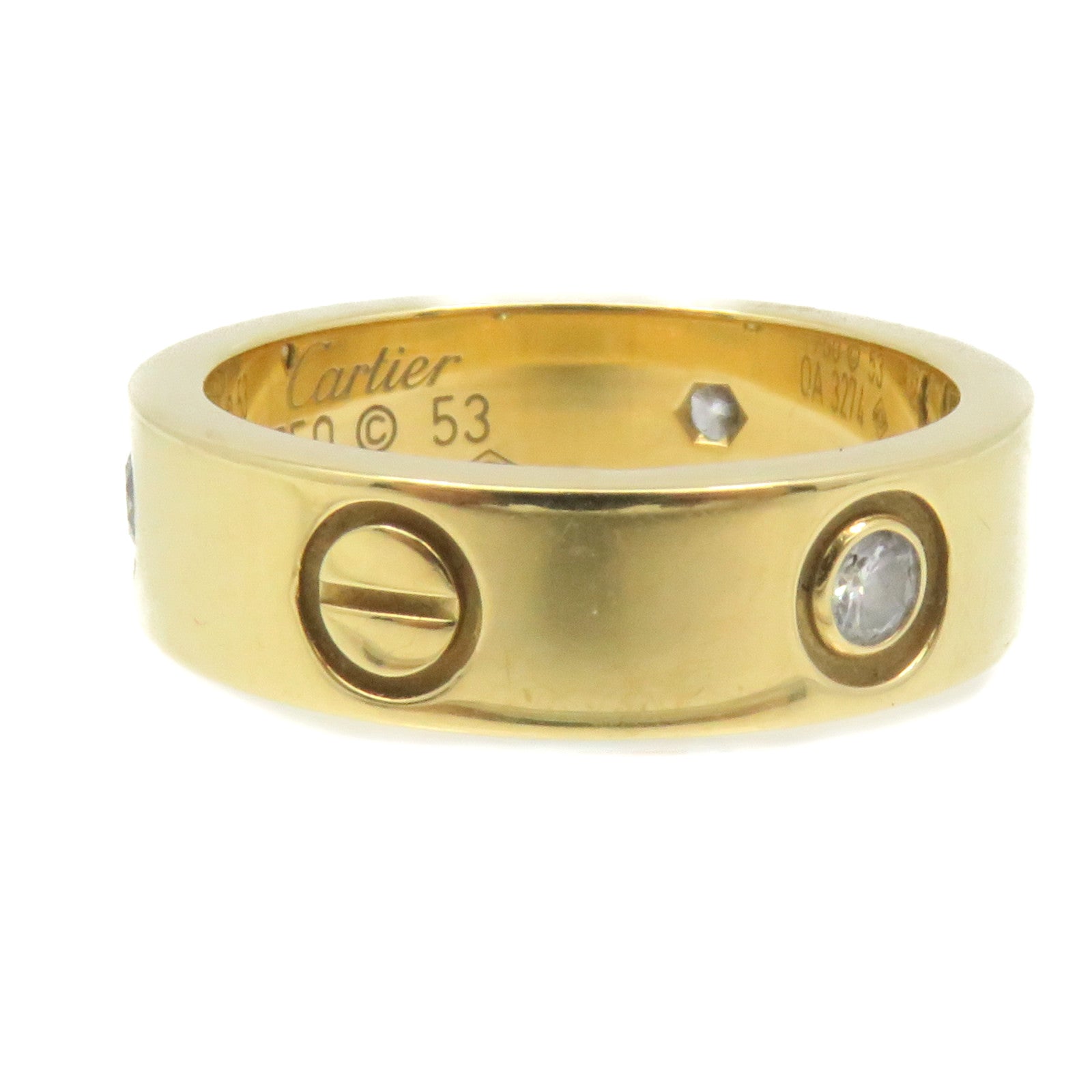 CARTIER 18K黃金Love Ring 3 Diamonds Ring鑽石戒指#53 US#6.75