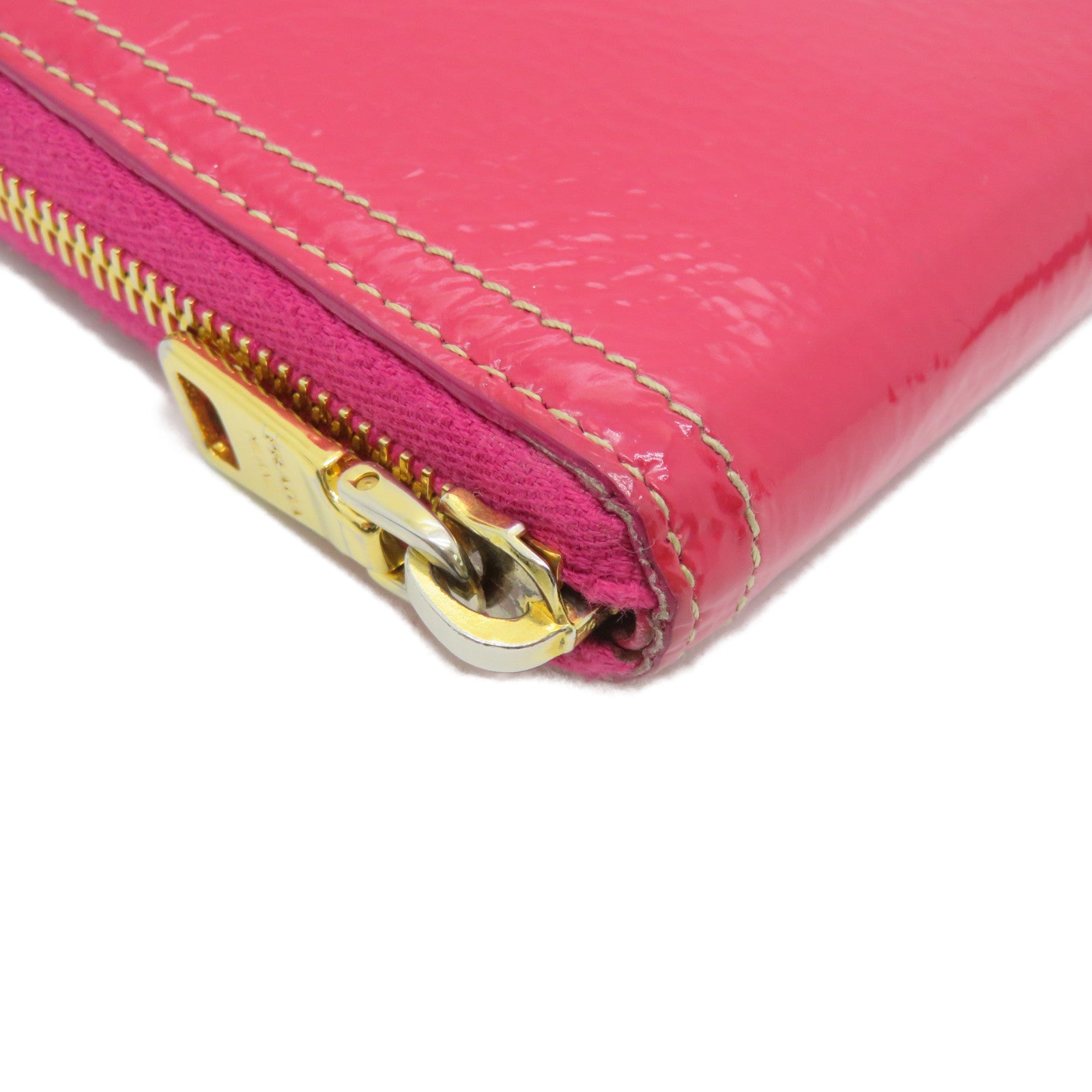 PRADA 【激減優惠】漆皮皮革Long Wallet金扣長錢包紅色