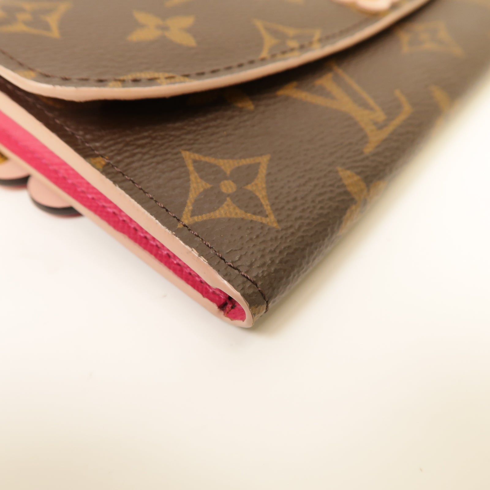 LOUIS VUITTON Monogram Long Wallet金扣長錢包棕色/粉紅色