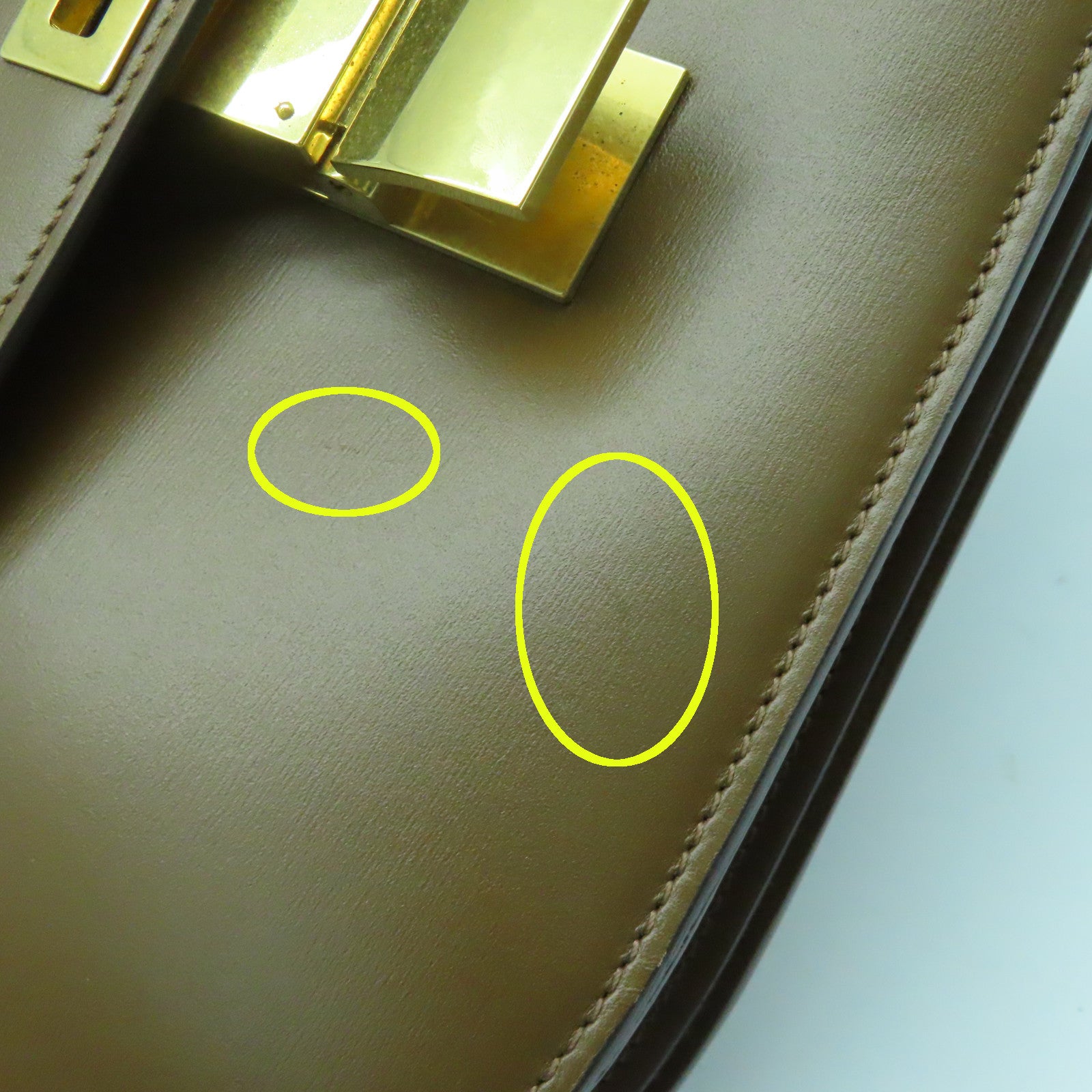 CELINE 牛皮皮革Classic Box金扣肩背袋啡色