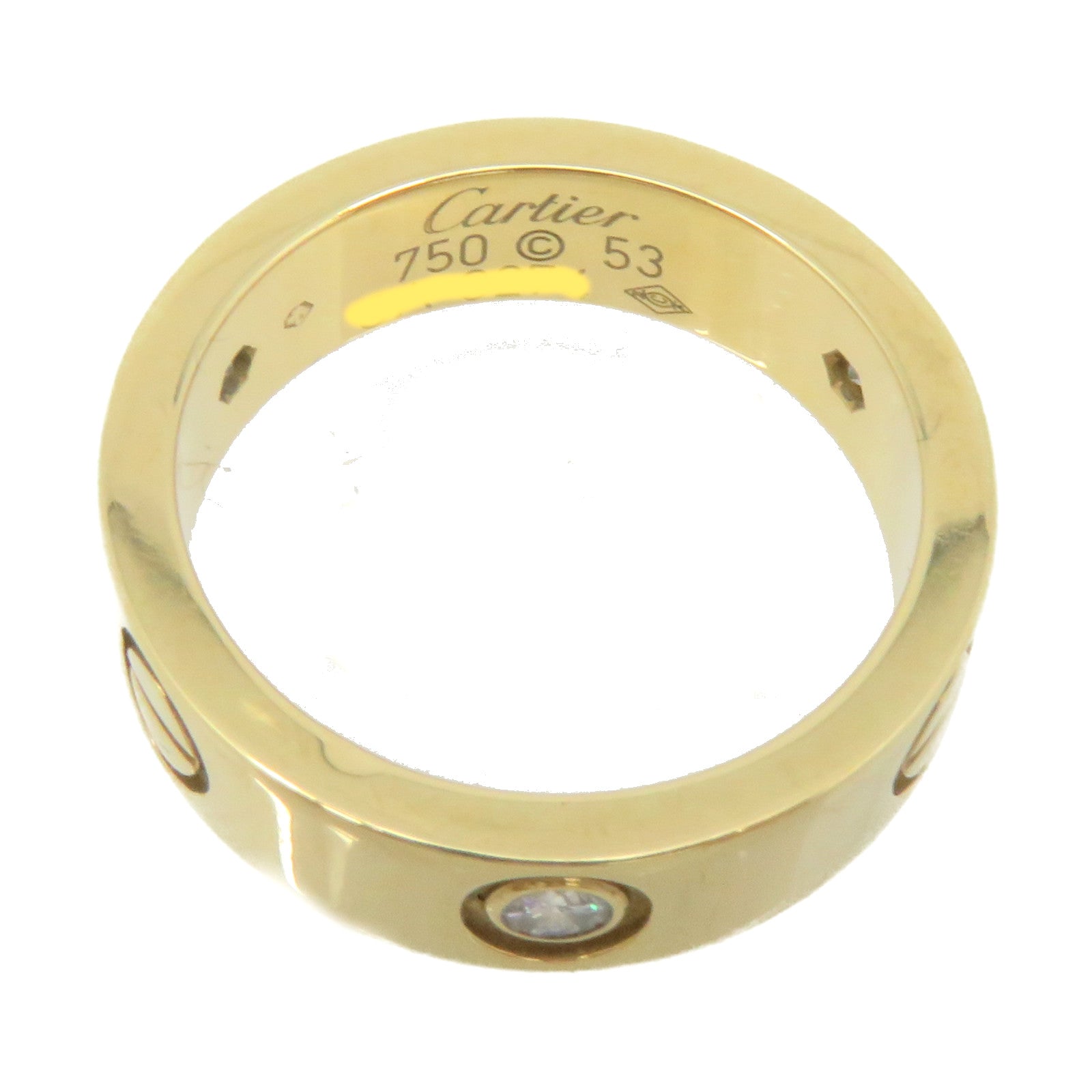 CARTIER 18K黃金Love Ring 3 Diamonds Ring鑽石戒指#53 US#6.75