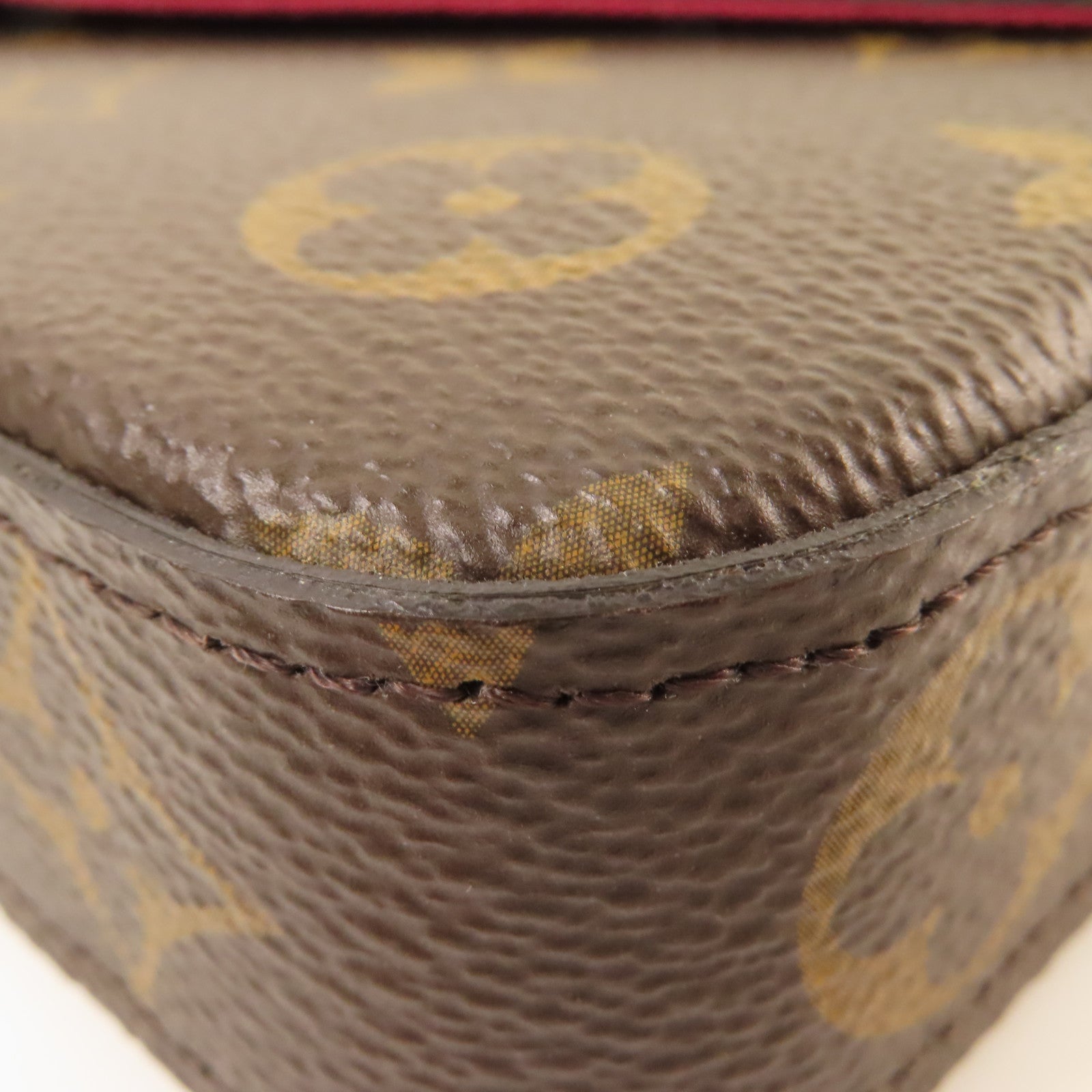 LOUIS VUITTON Monogram Felicie Pochette Chain Shoulder Bag金扣鏈帶肩背袋啡色
