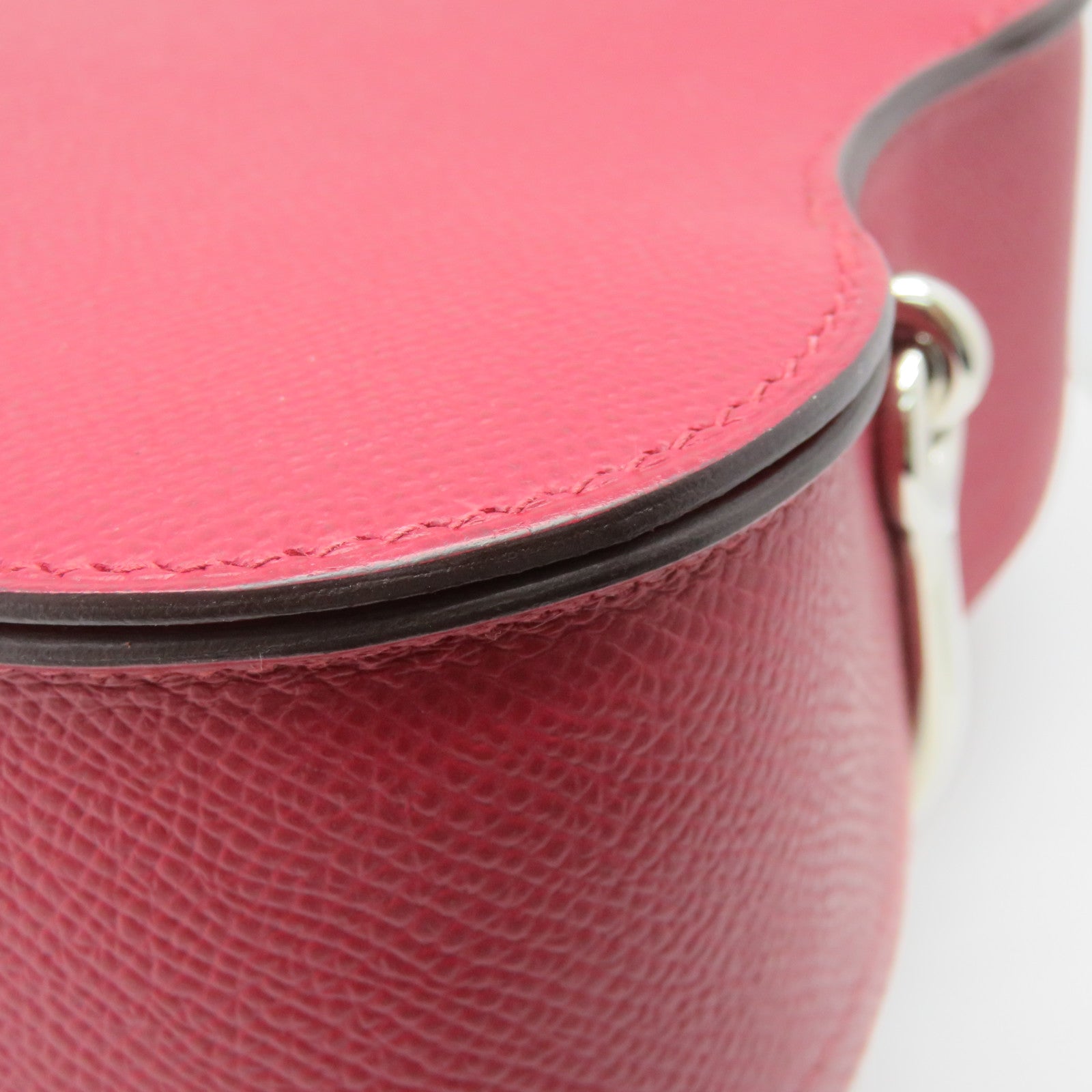 HERMES Veau Epsom皮革Della Cavalleria Mini Bag銀扣肩背袋褐紫紅