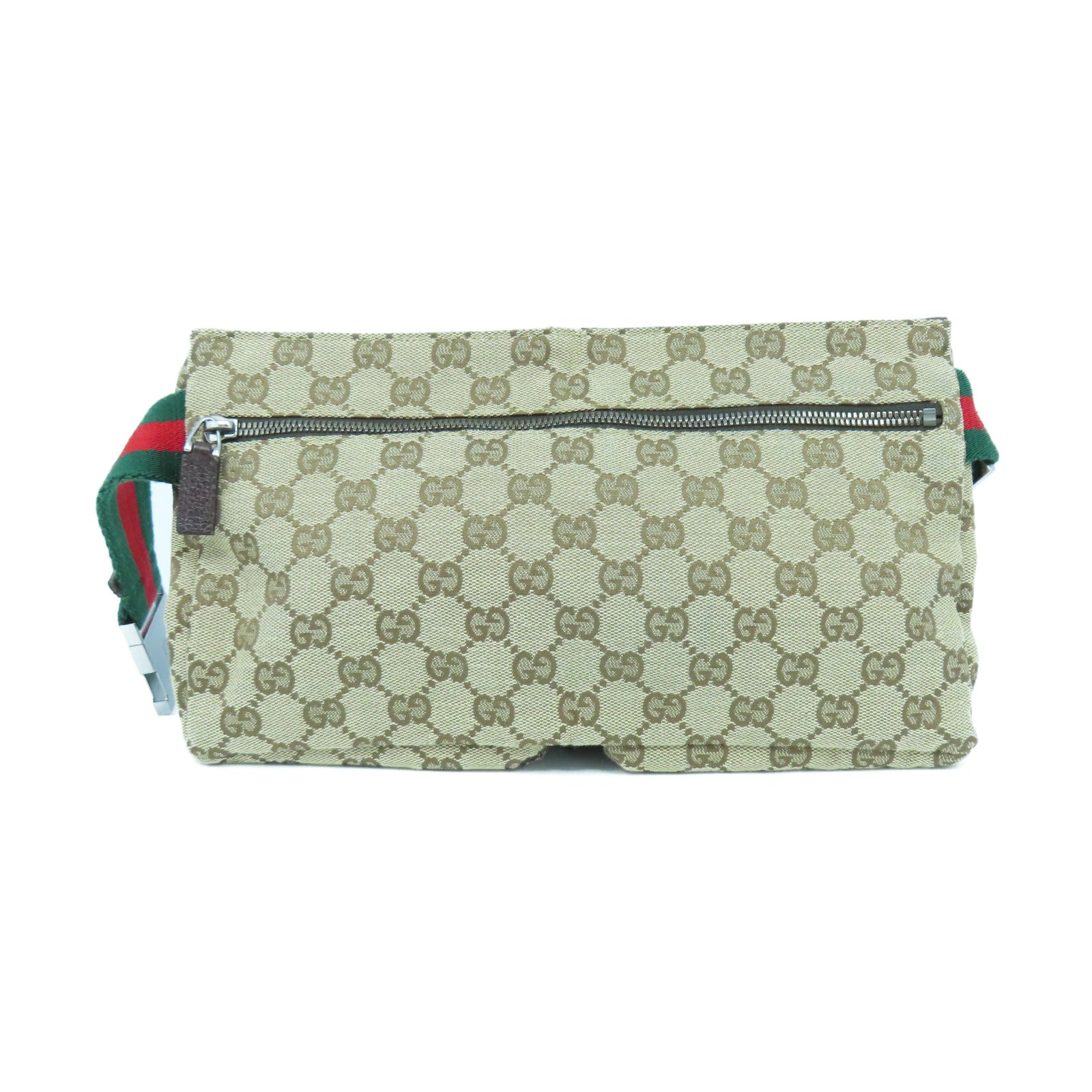 GUCCI 帆布Belt Bag銀扣腰包啡色