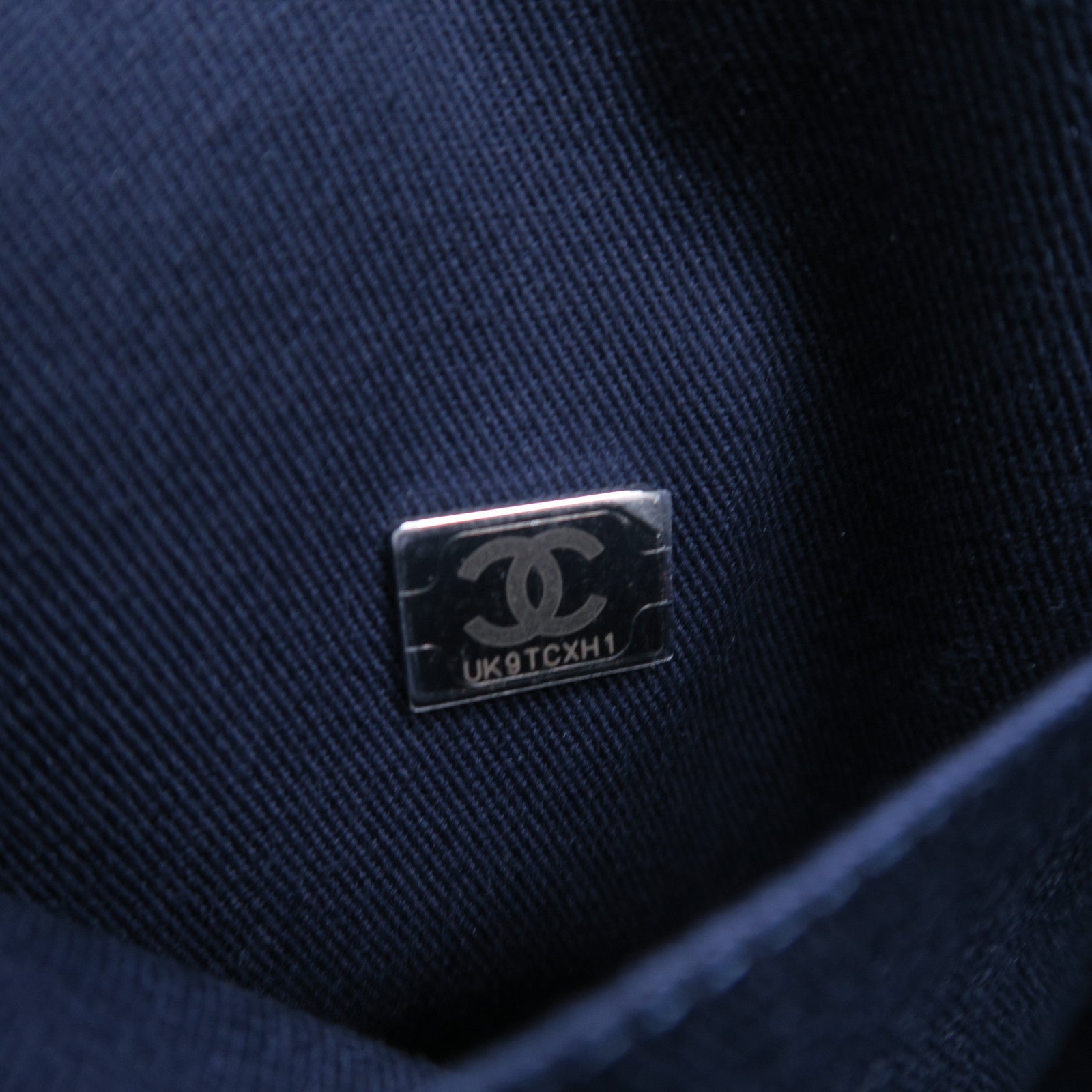 CHANEL 帆布Deauville Bowling Bag銀扣手挽肩背兩用袋深藍色